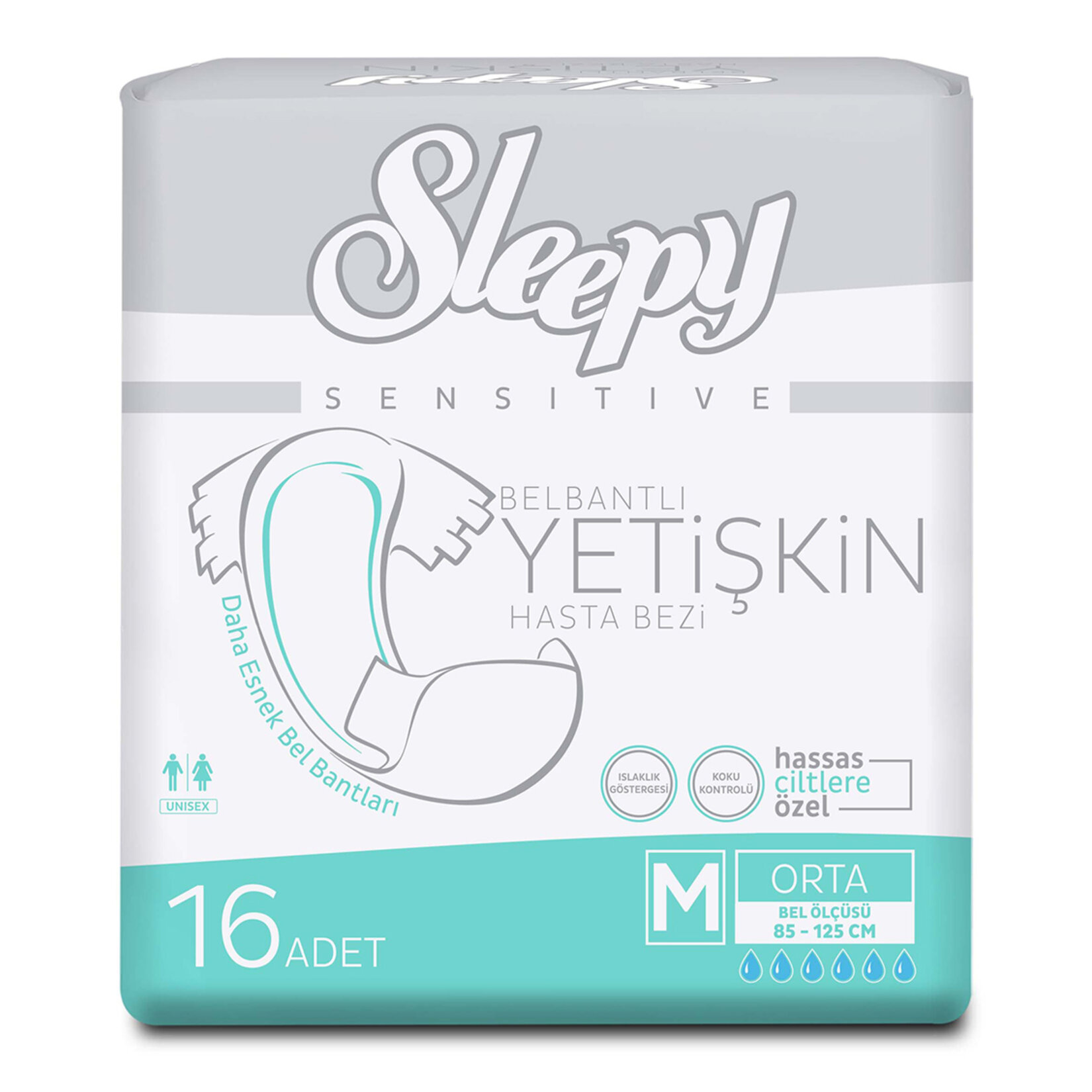 Sleepy Sensitive Belbantlı Yetişkin Hasta Bezi Medium 16'lı