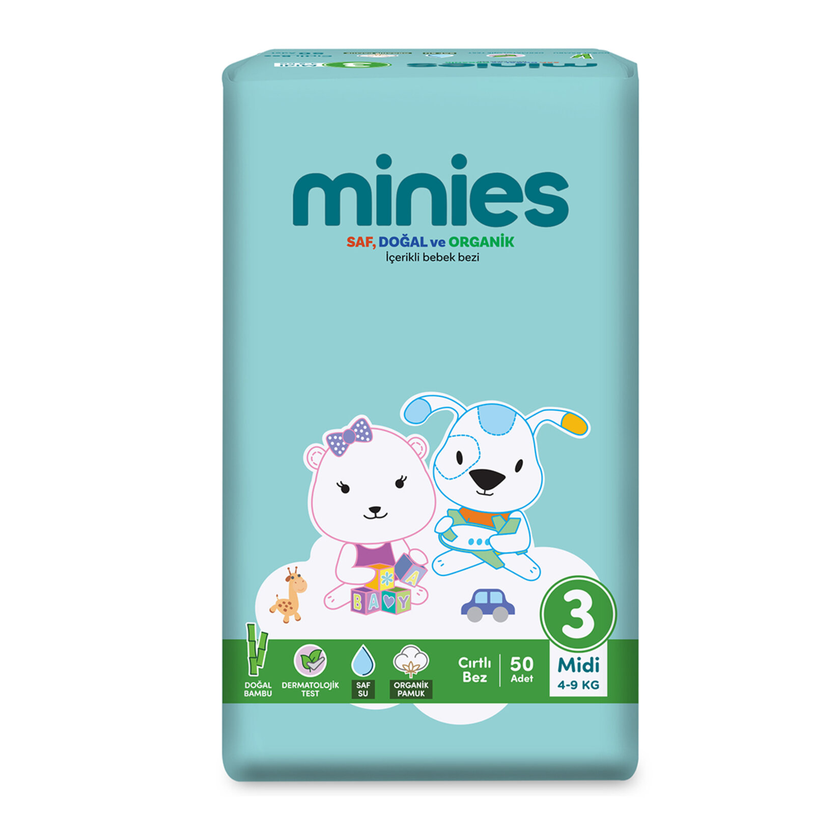 Minies Bebek Bezi Midi 3 Beden 4-9 Kg 50 Adet