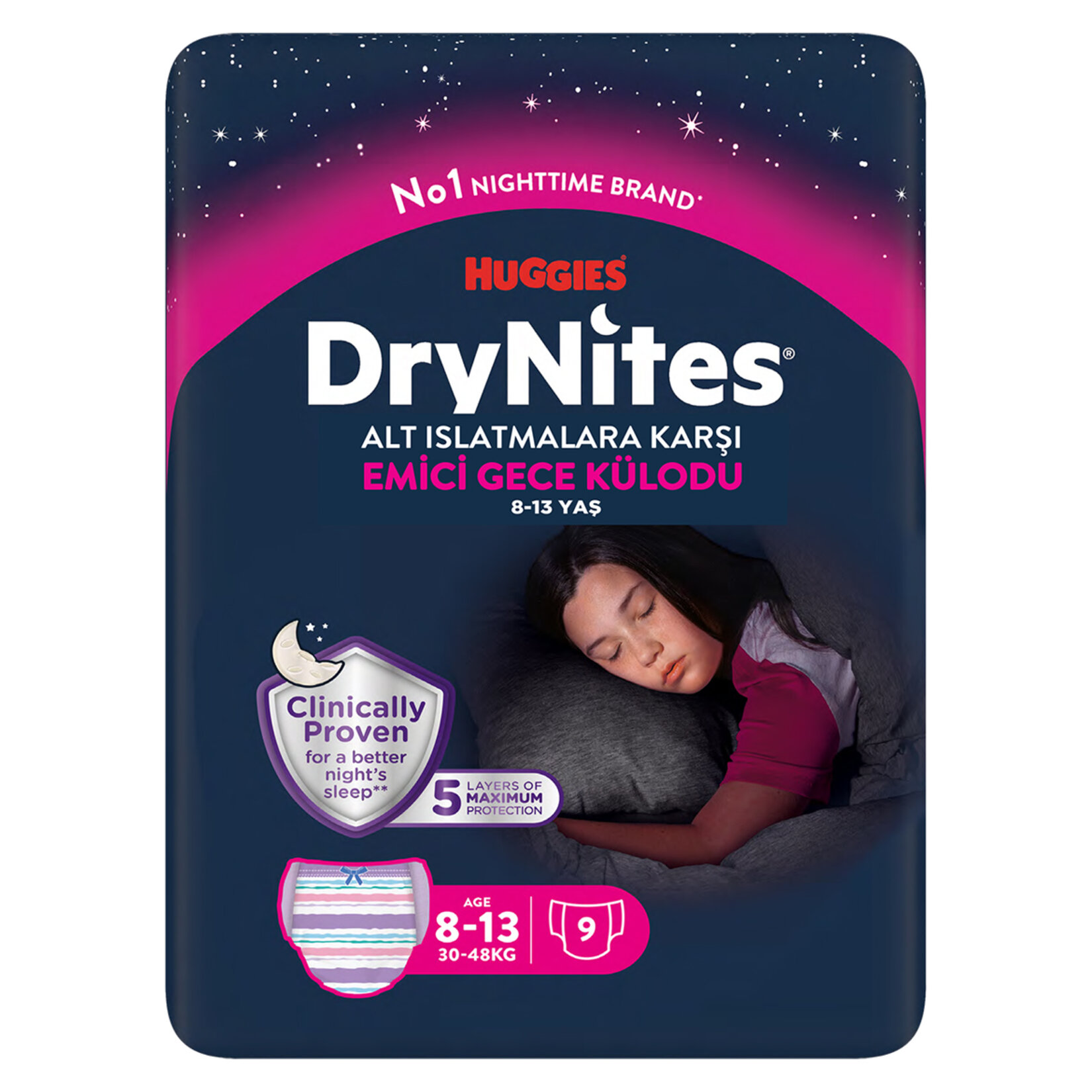 Huggies Drynites Gece Külodu Kız 8-13 Yaş 9'lu - Görsel 1