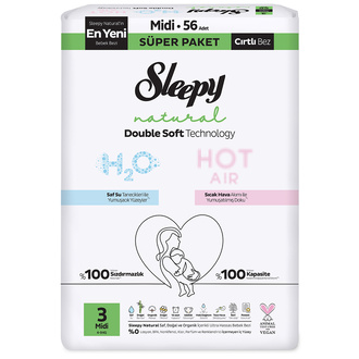 Sleepy Natural Double Soft 3 Midi 4-9 Kg 56'lı 