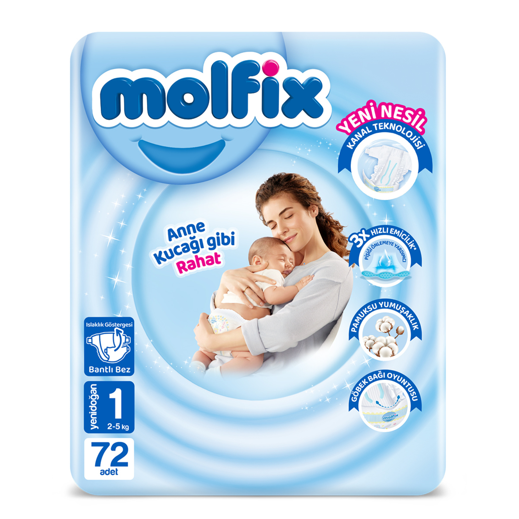 Molfix Avantajlı Paket 1 Beden Yenidoğan 2-5 Kg 72'li