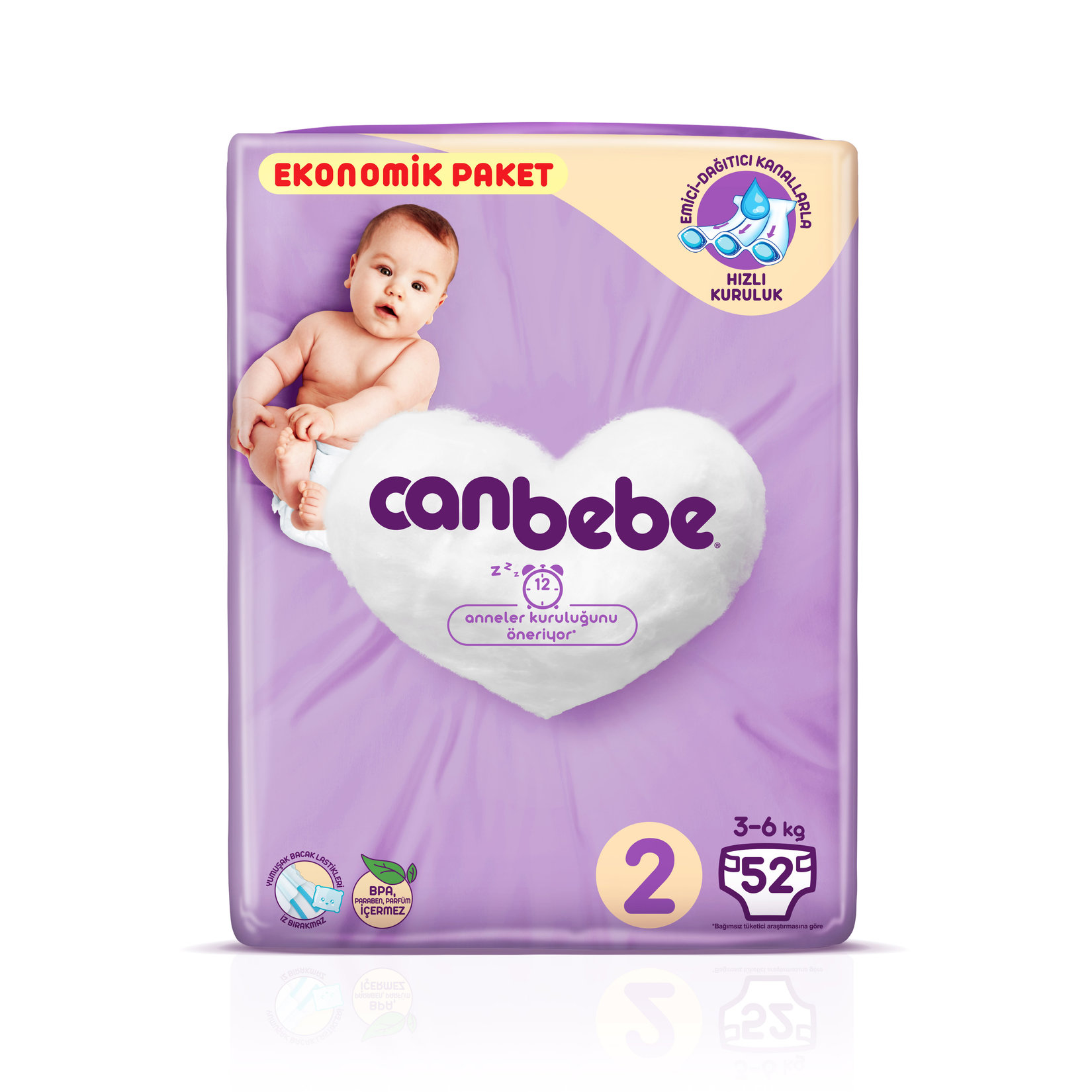 Canbebe 2 Beden Ekonomik Paket Mini 3-6 Kg 52'li