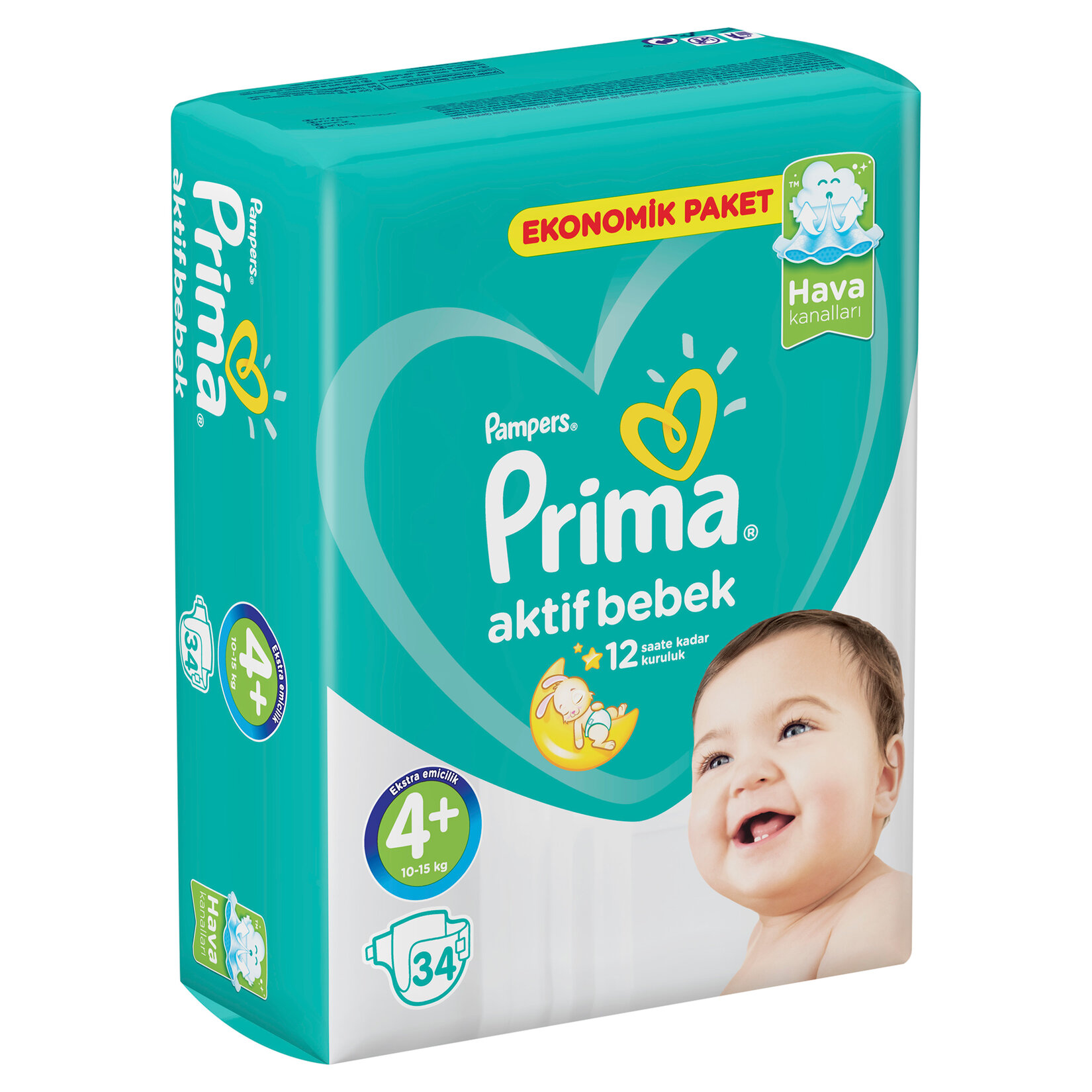 Prima Aktif Bebek Maxi Plus 4+ Beden Eko 34 Adet 9-16 Kg - Görsel 3