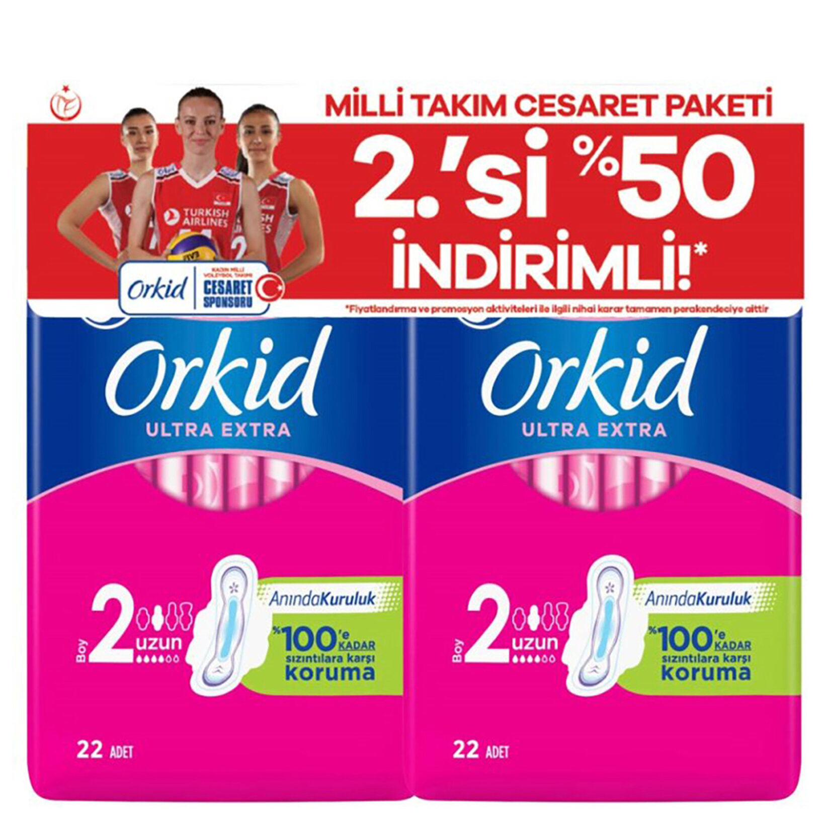 Orkid Ultra Extra Uzun Cesaret Paketi 2x 22'li - Görsel 1