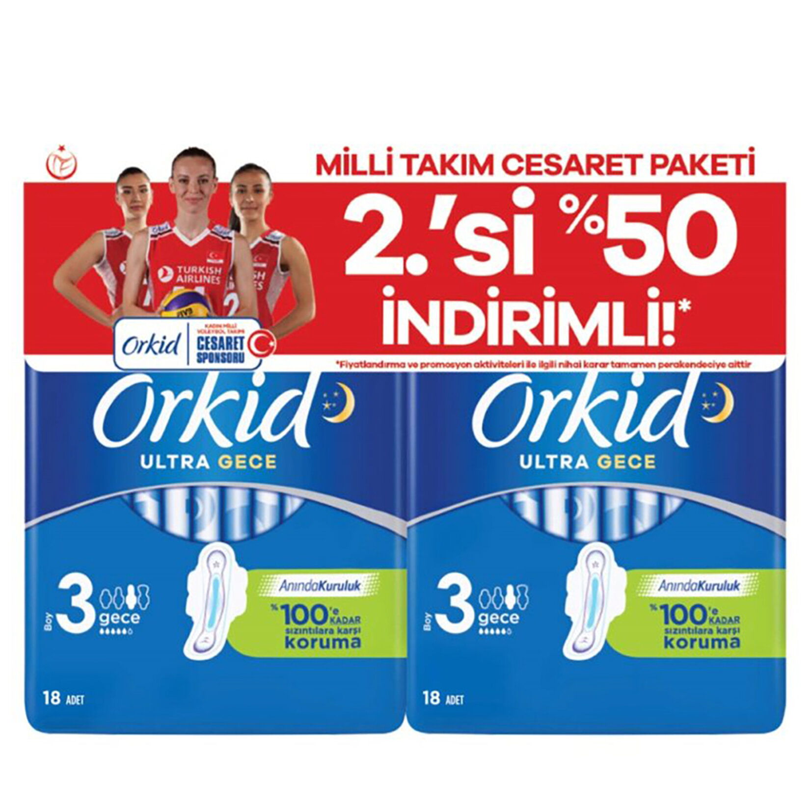 Orkid Ultra Extra Gece Cesaret Paketi 2 x 18'li - Görsel 1