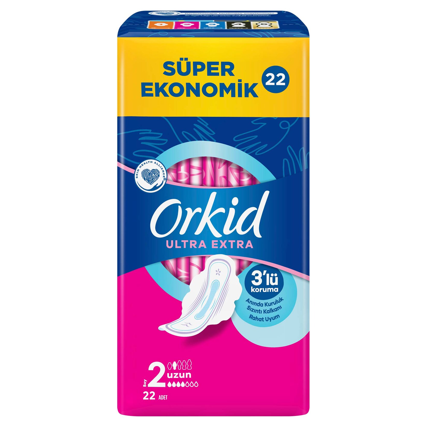 Orkid Ultra Extra Hijyenik Ped Uzun Süper Ekonomik Paket 22 Ped - Görsel 3