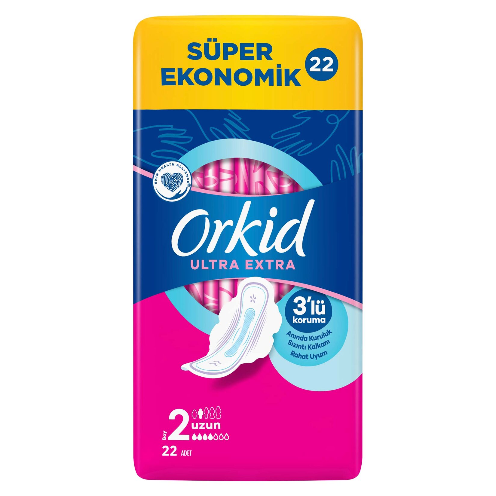 Orkid Ultra Extra Hijyenik Ped Uzun Süper Ekonomik Paket 22 Ped - Görsel 2