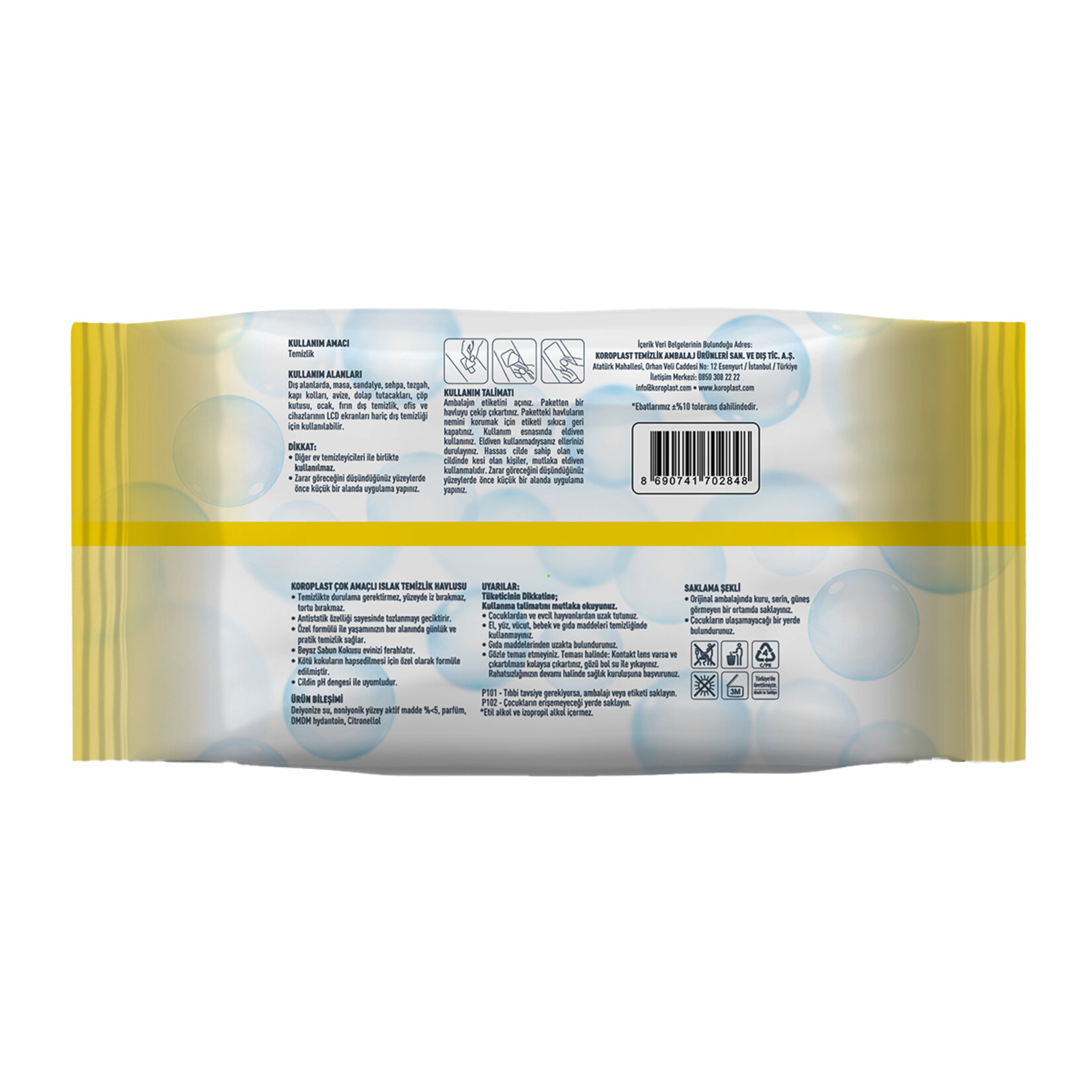 Koroplast Yüzey Temizlik Havlusu Beyaz Sabun 100'lü - Görsel 2