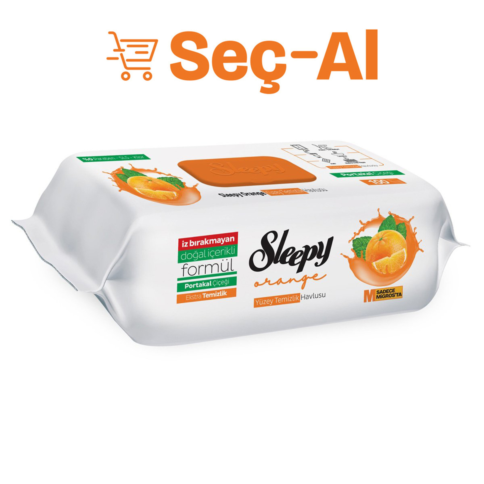 Sleepy Yüzey Temizlik Havlusu Portakal 100'lü