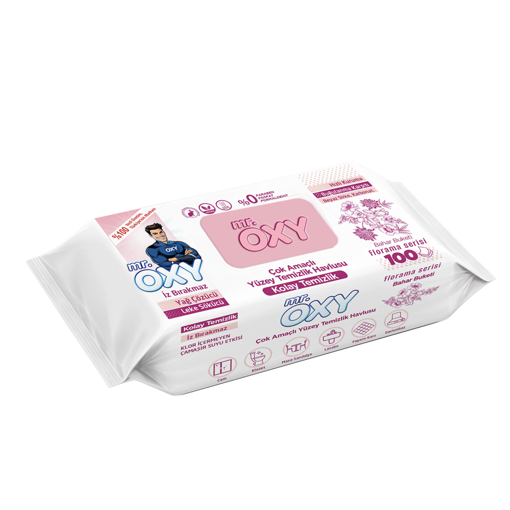 Mr. Oxy Yüzey Temizlik Havlusu Bahar Çiçekleri 100'lü