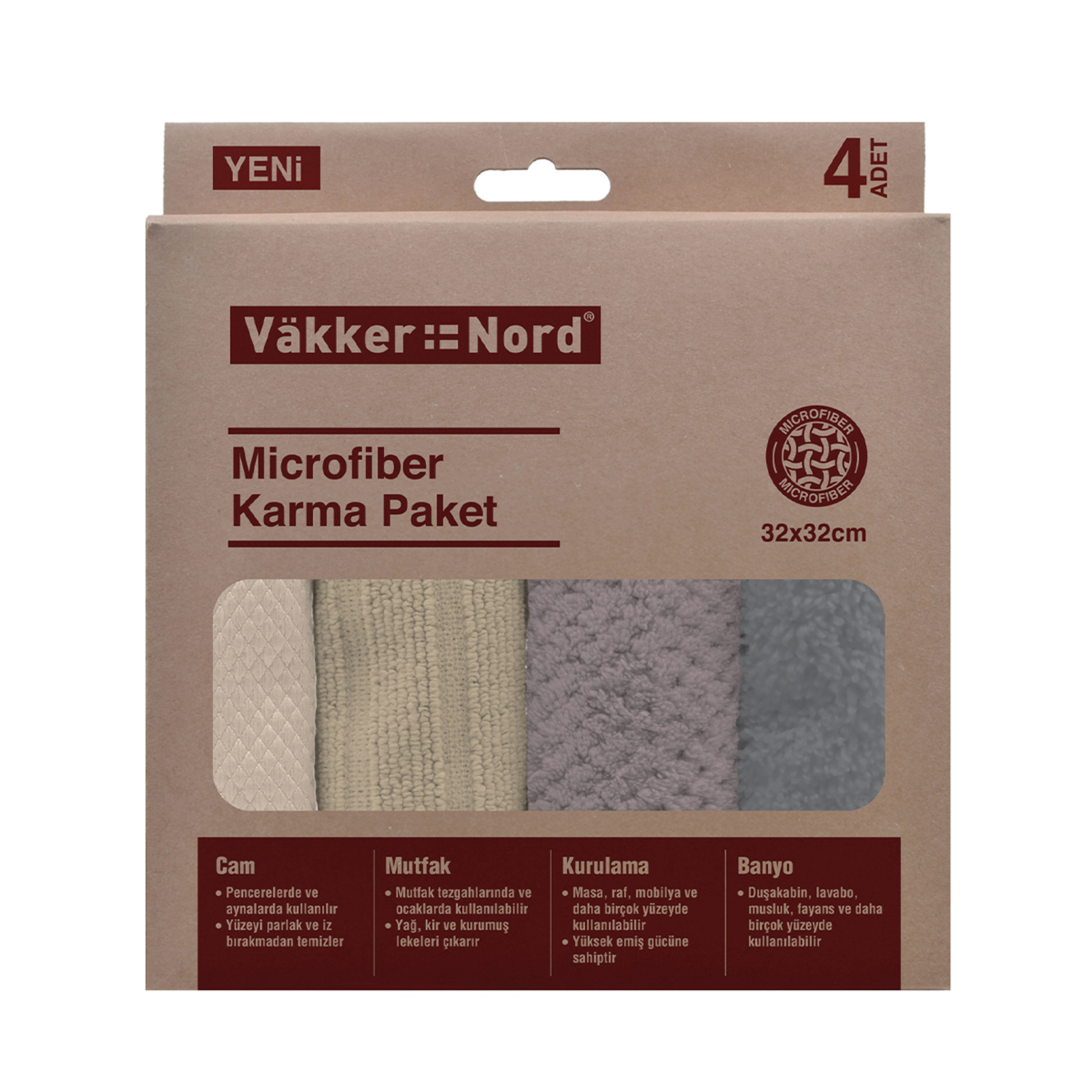 Vakker Nord Microfiber Karma Paket 4'lü