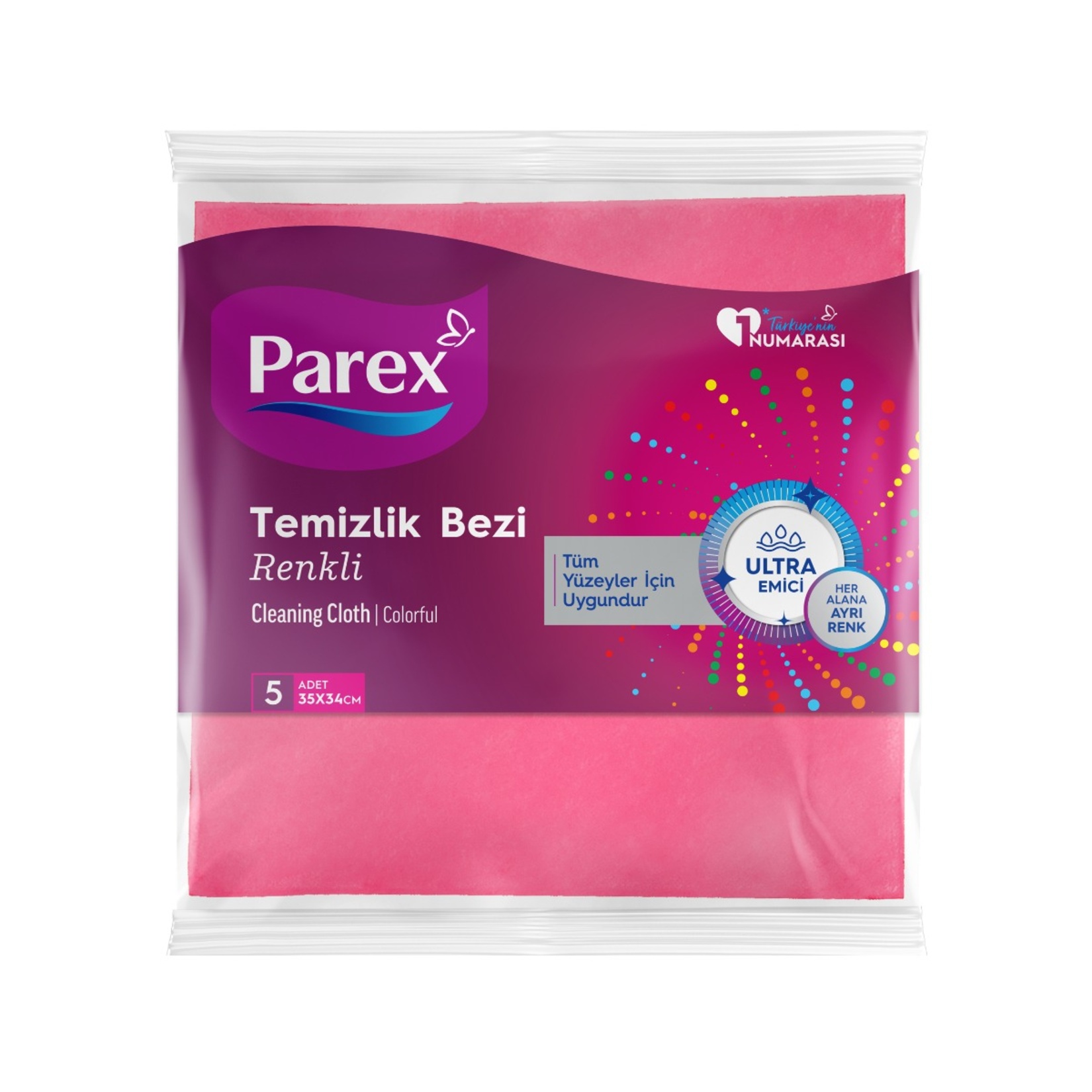 Parex Rengarenk Temizlik Bezi 5'li
