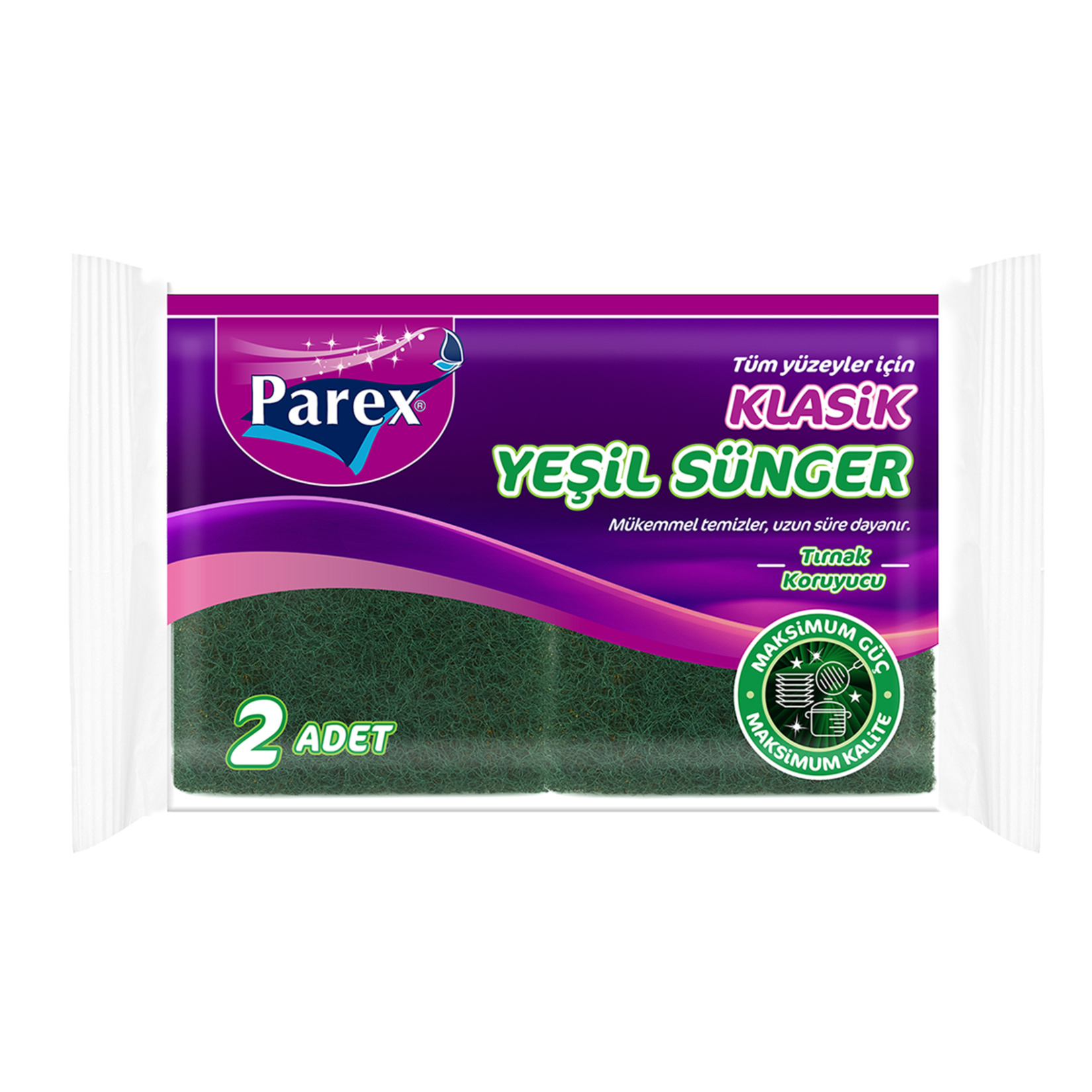 Parex Klasik Yeşil Oluklu Sünger 2'li