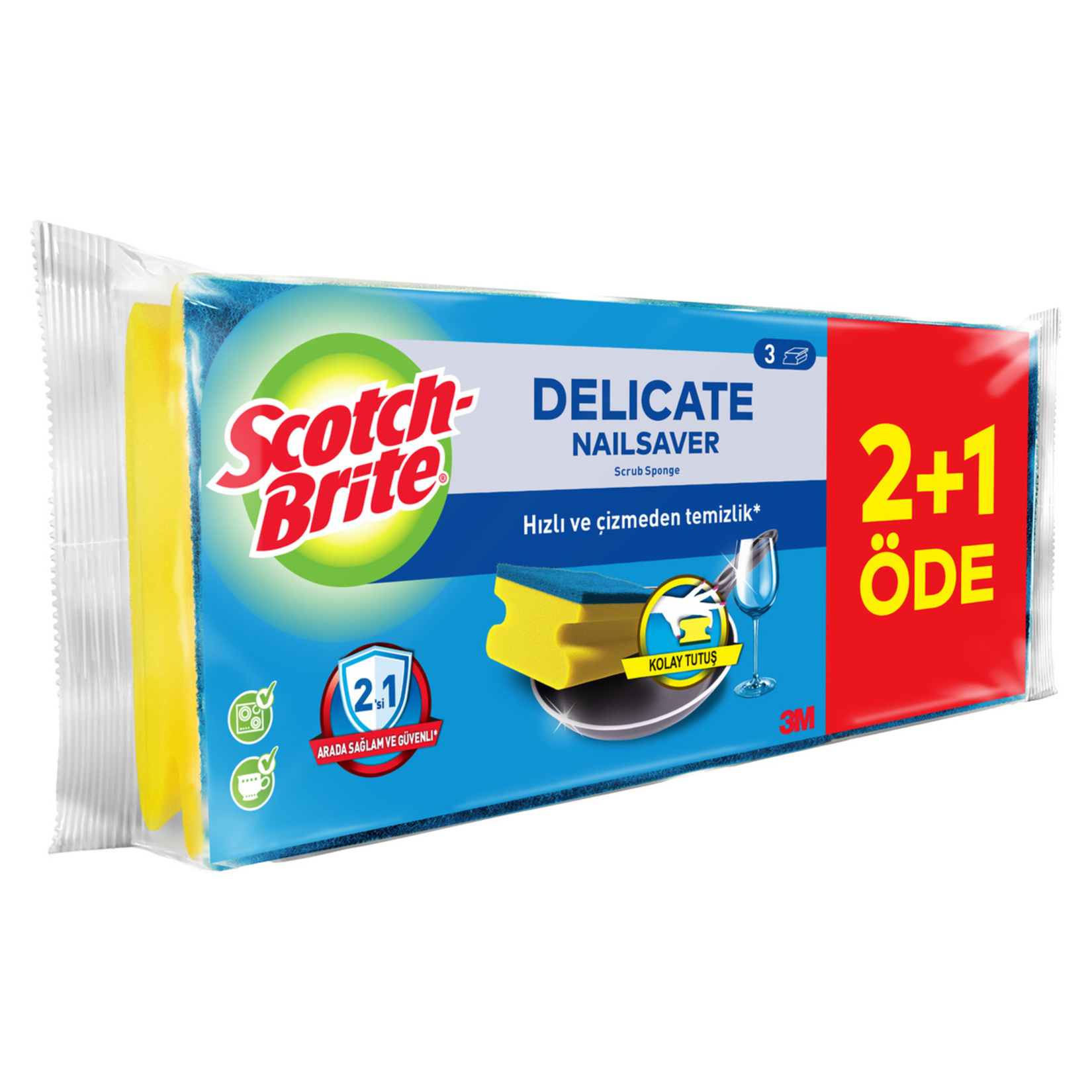 Scotch Brite Kls Çizmez Tırnak Koruyucu Sünger 3'lü - Görsel 2
