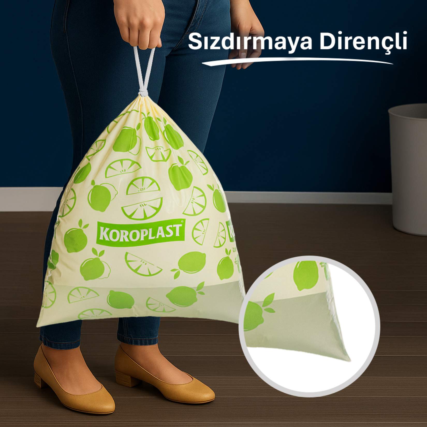 Koroplast Güçlü Büzgülü Çöp Torbası Limon Kokulu Orta 15'Li - Görsel 3