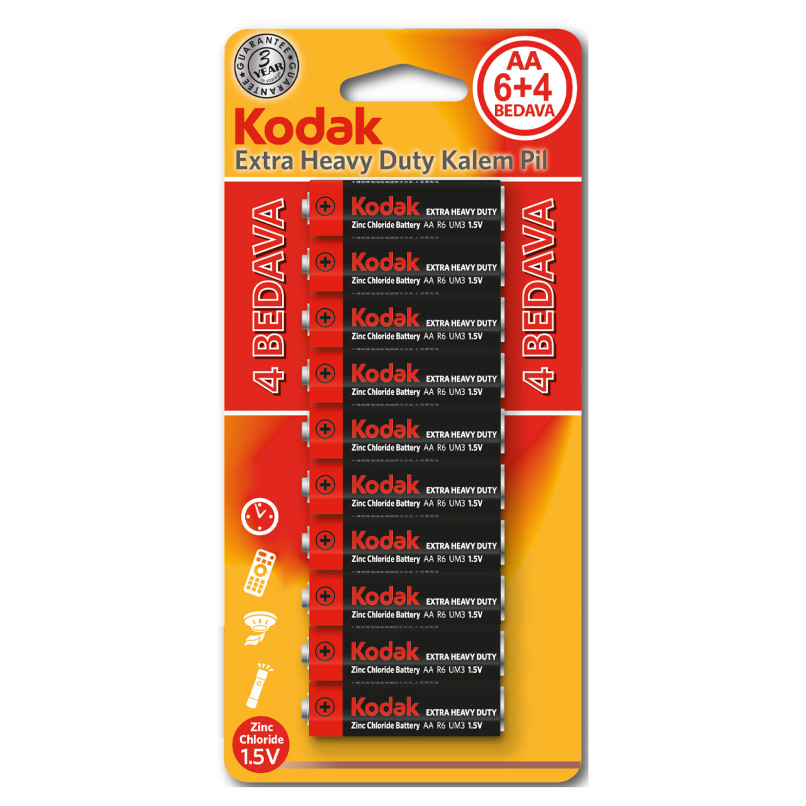 Kodak Çinko Karbon Kalem Pil Blister Aaa 6+4
