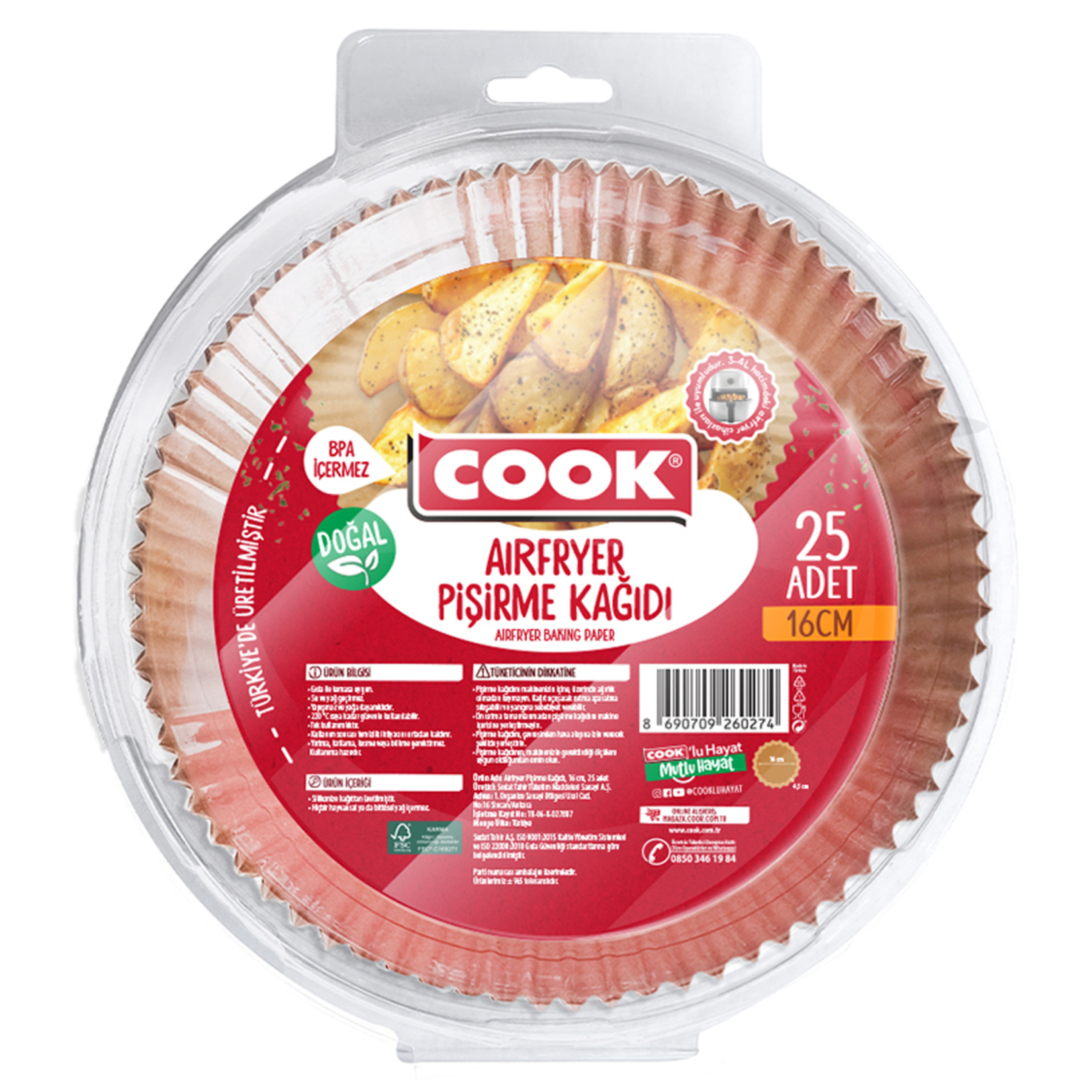 Cook Air Fryer Pişirme Kağıdı 25'li