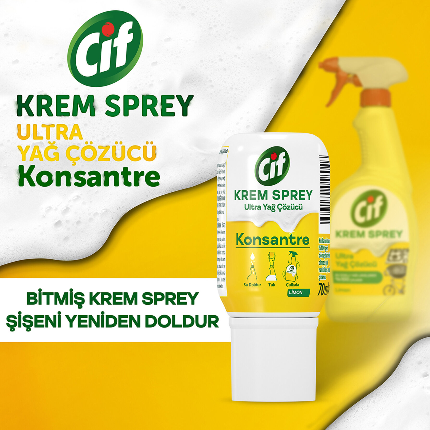 Cif Konsantre Ultra Yağ Çözücü Limon  70 Ml - Görsel 3