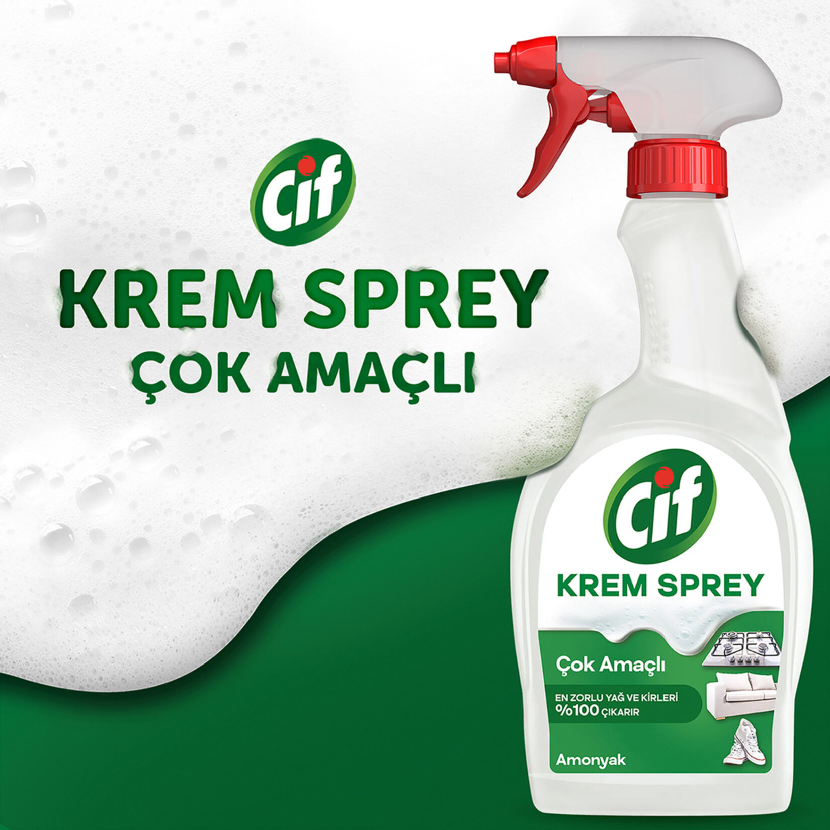 Cif Amonyak Çok Amaçlı Krem Sprey 2 x 750 Ml - Görsel 3