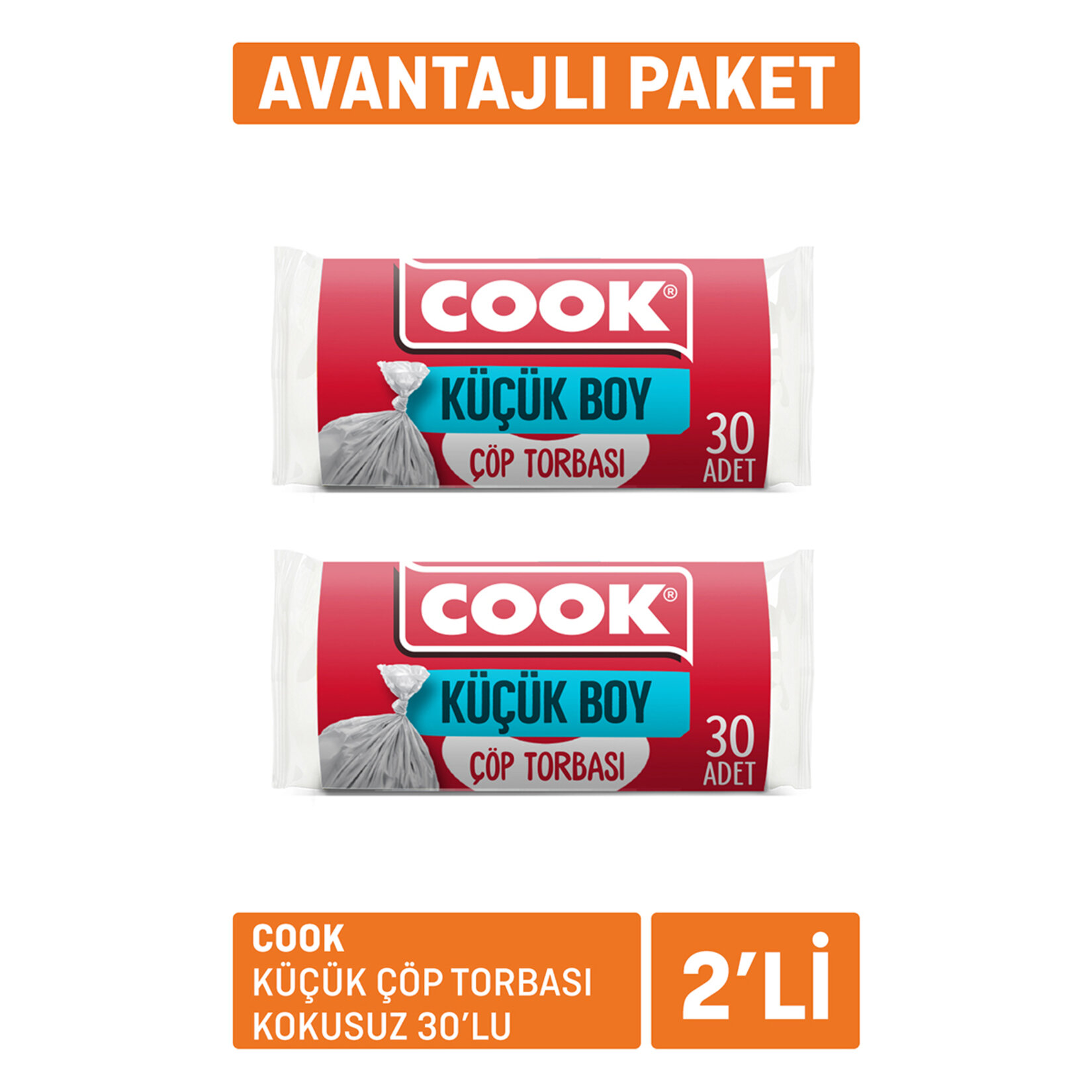 Cook Küçük Çöp Torbası Kokusuz 2 x 30'lu