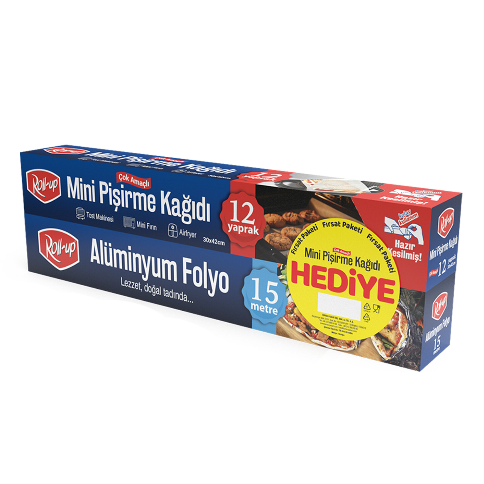 Roll-Up Alüminyum Folyo 15 M + Mini Pişirme Kağıdı 12'li