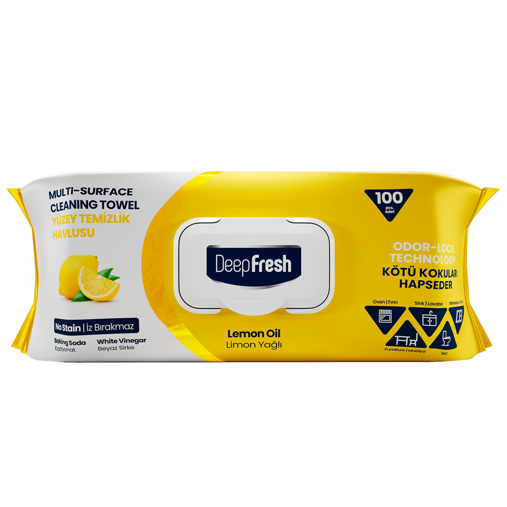 Deepfresh Limonlu Yüzey Temizleme Havlusu 100'lü