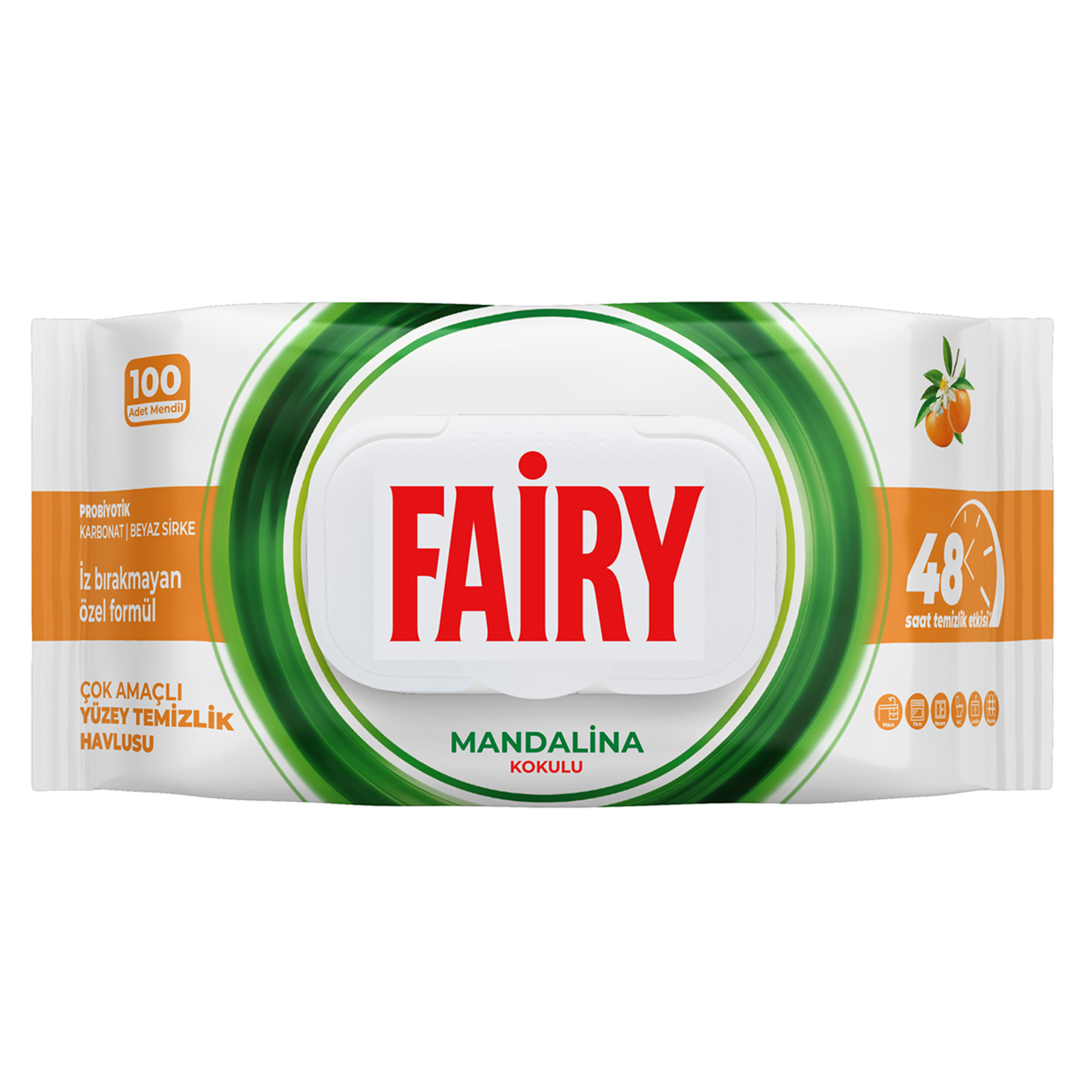 Fairy Yüzey Temizleme Mendili Mandalina 100'lü