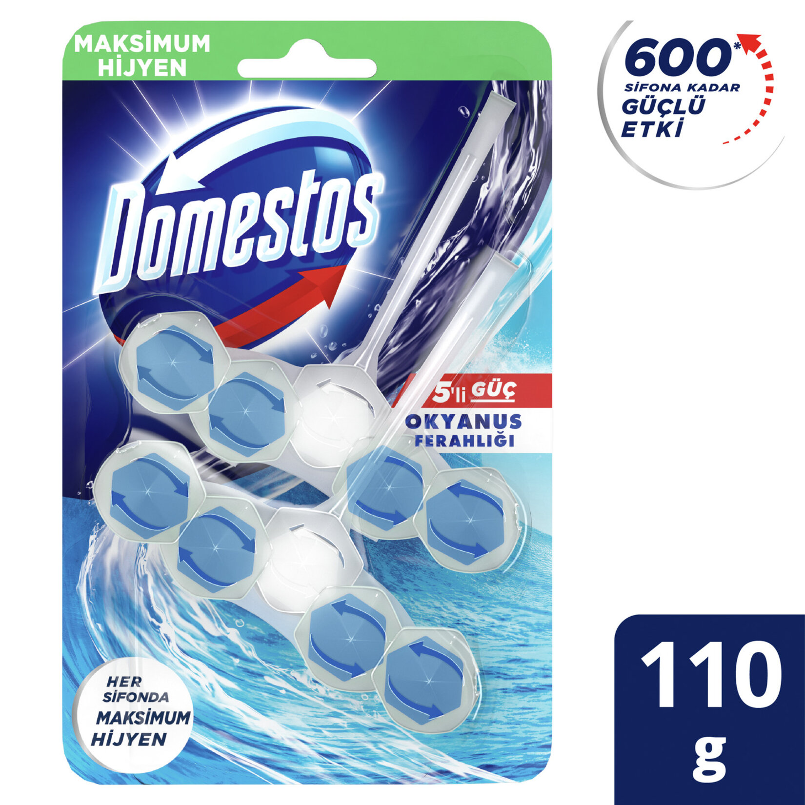 Domestos Wc Blok 5'li Güç Okyanus Ferahlığı 2 x 55 G - Görsel 2