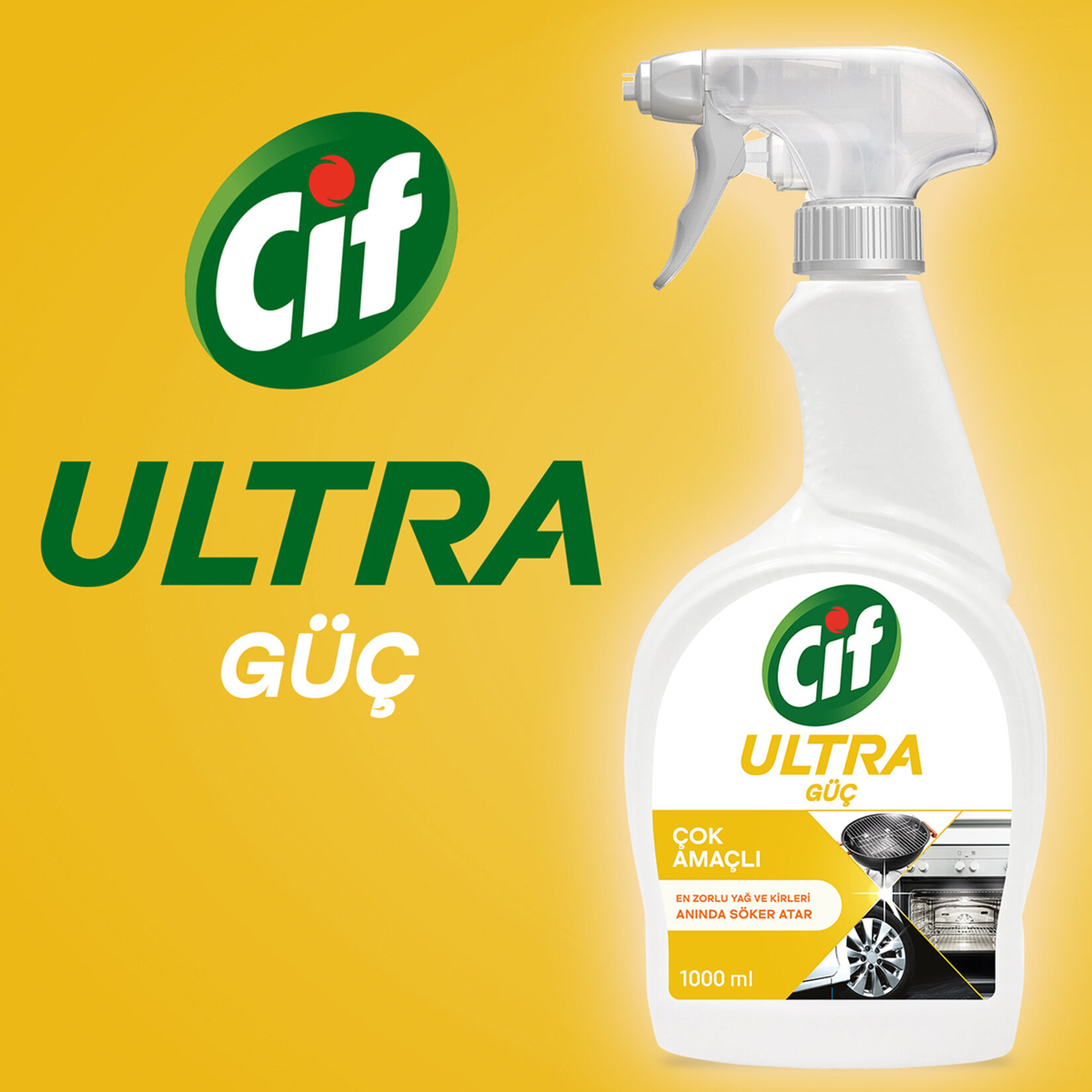 Cif Ultra Güç Çok Amaçlı Sprey Yağ ve Kir Sökücü  1000 ML - Görsel 3