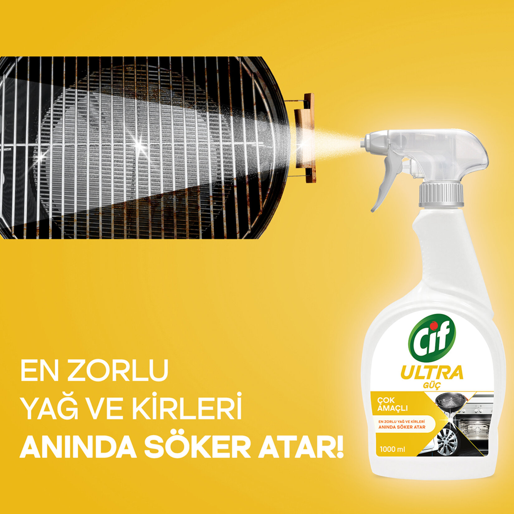 Cif Ultra Güç Çok Amaçlı Sprey Yağ ve Kir Sökücü  1000 ML - Görsel 4