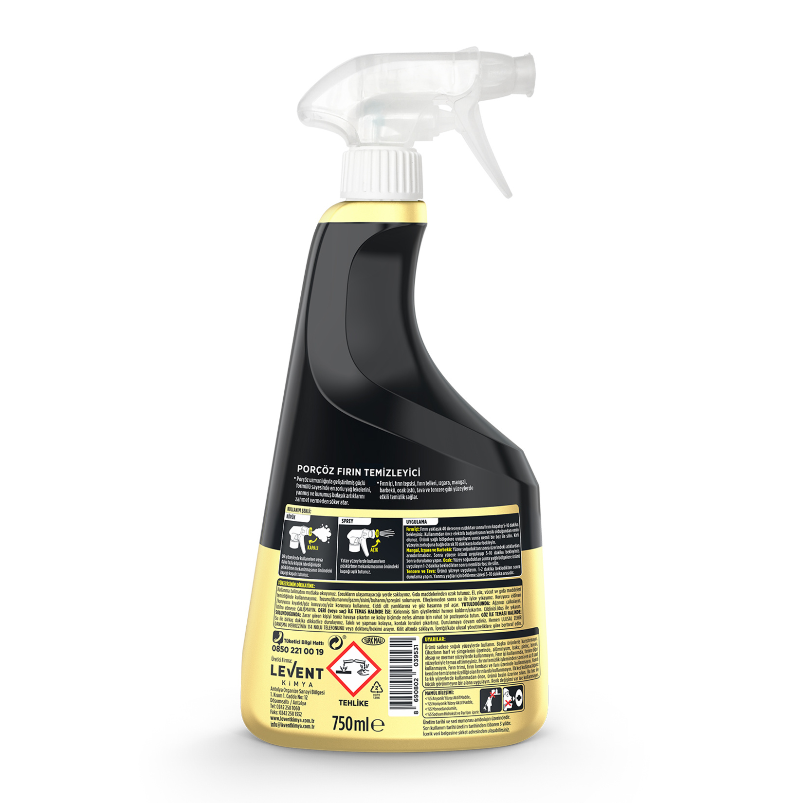 Porçöz Fırın Temizleyici Sprey 750 Ml - Görsel 5