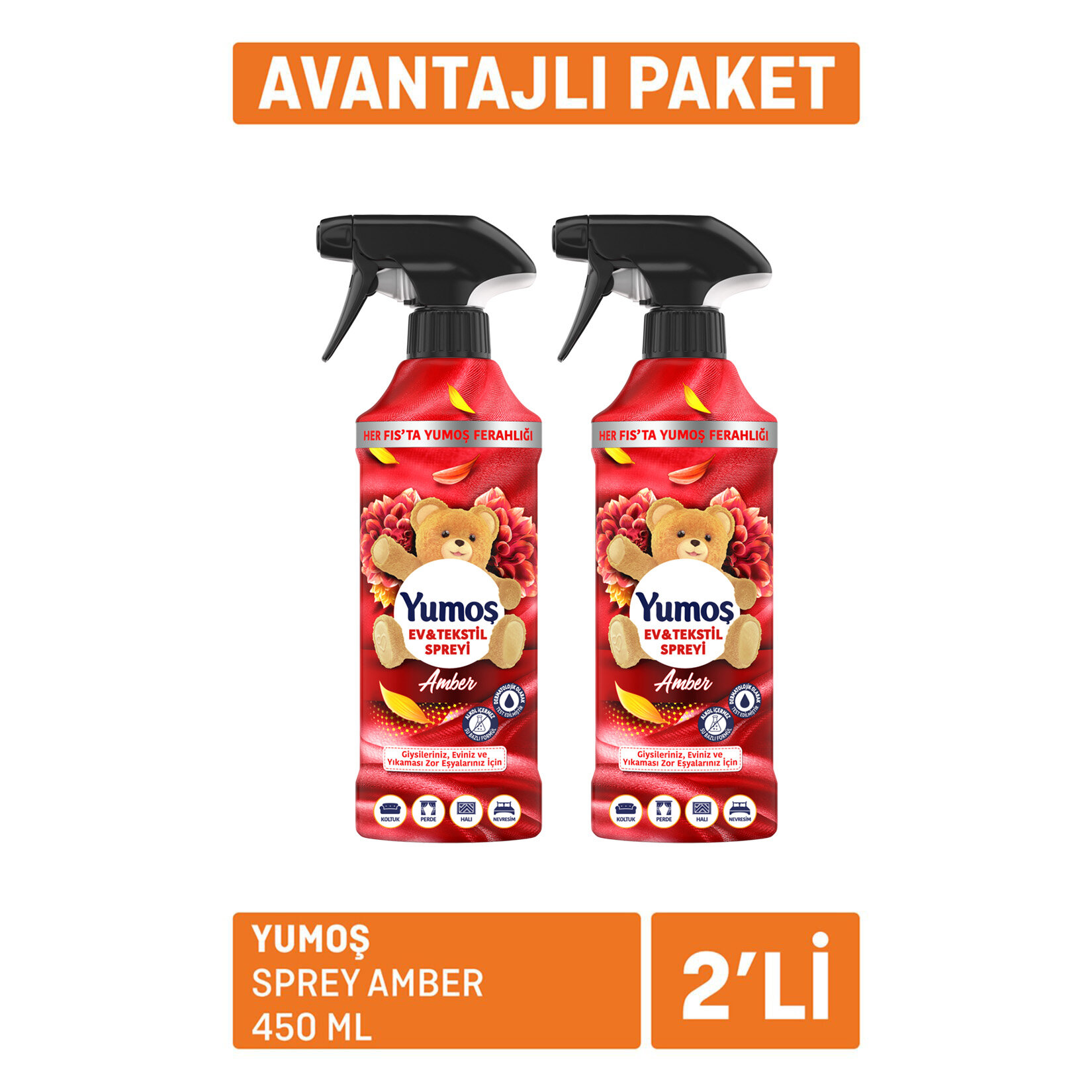 Yumoş Sprey Amber 2 x 450 Ml - Görsel 1