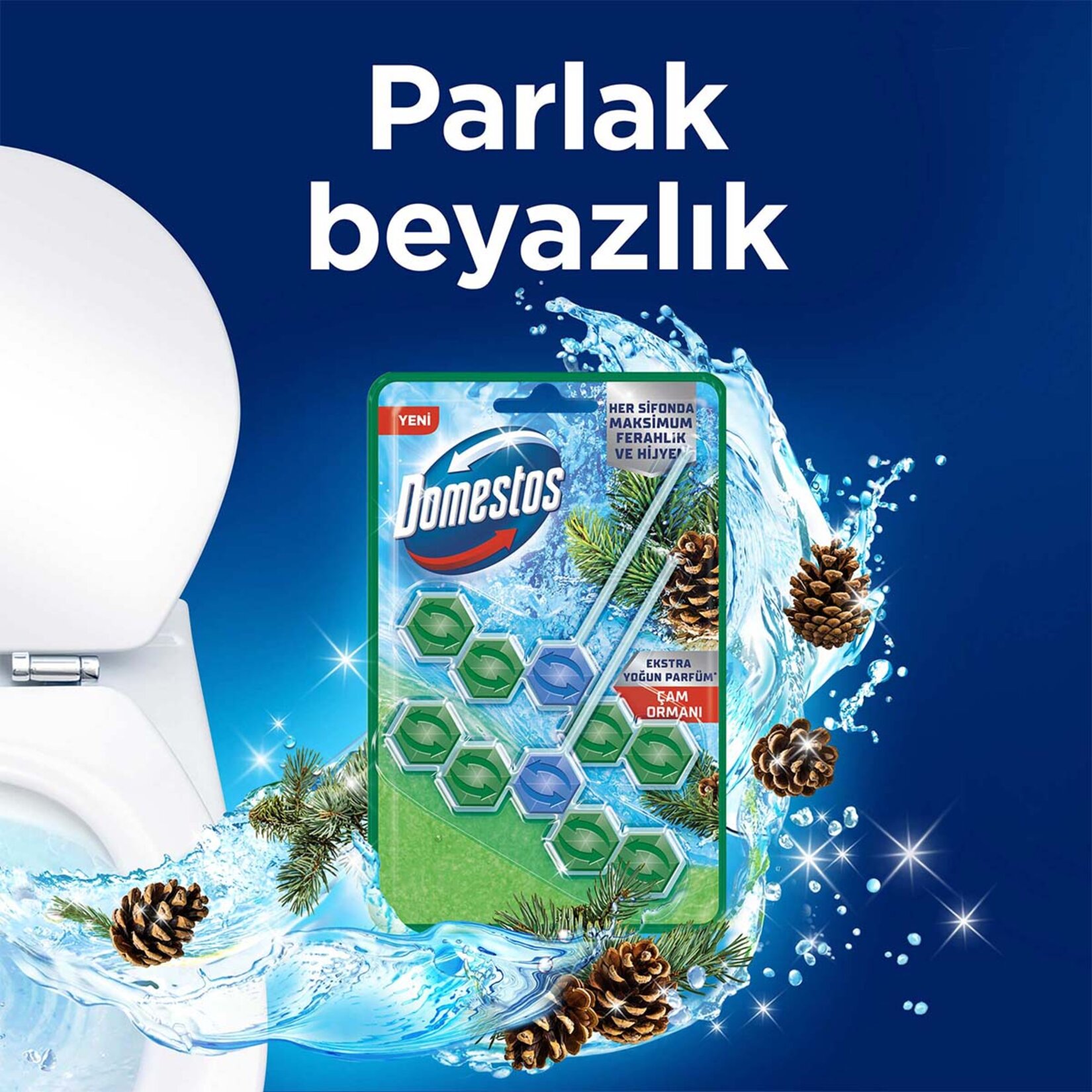 Domestos Wc Blok 2'li Çam Ferahlığı 2x100 G - Görsel 3