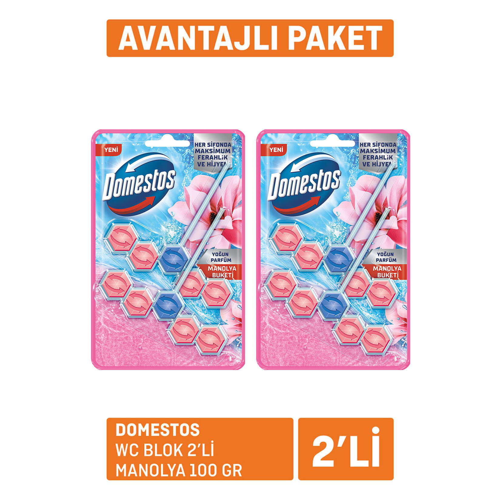 Domestos Wc Blok 2'li Manolya 2x100 G - Görsel 1