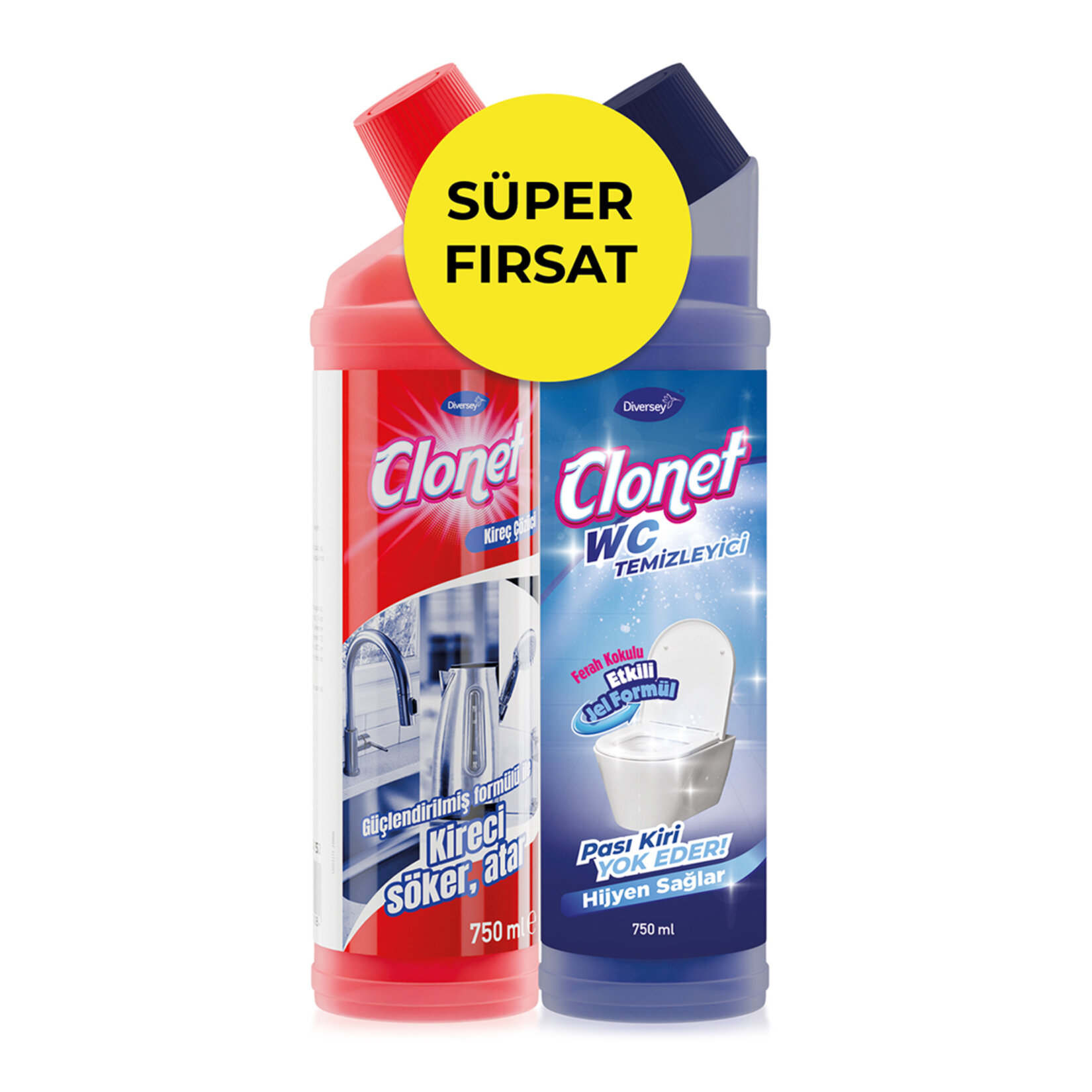 Clonet Kireç Çözücü 750Ml & Wc Temizleyici 750Ml