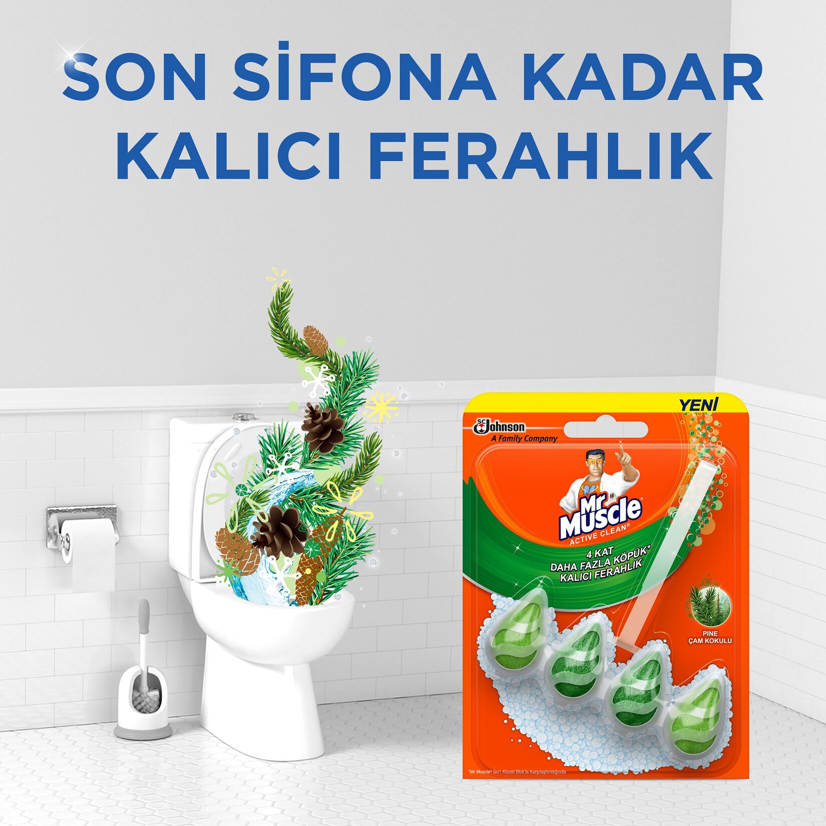 Mr. Muscle Active Clean Klozet Blok Çam Kokulu 38.6g - Görsel 5