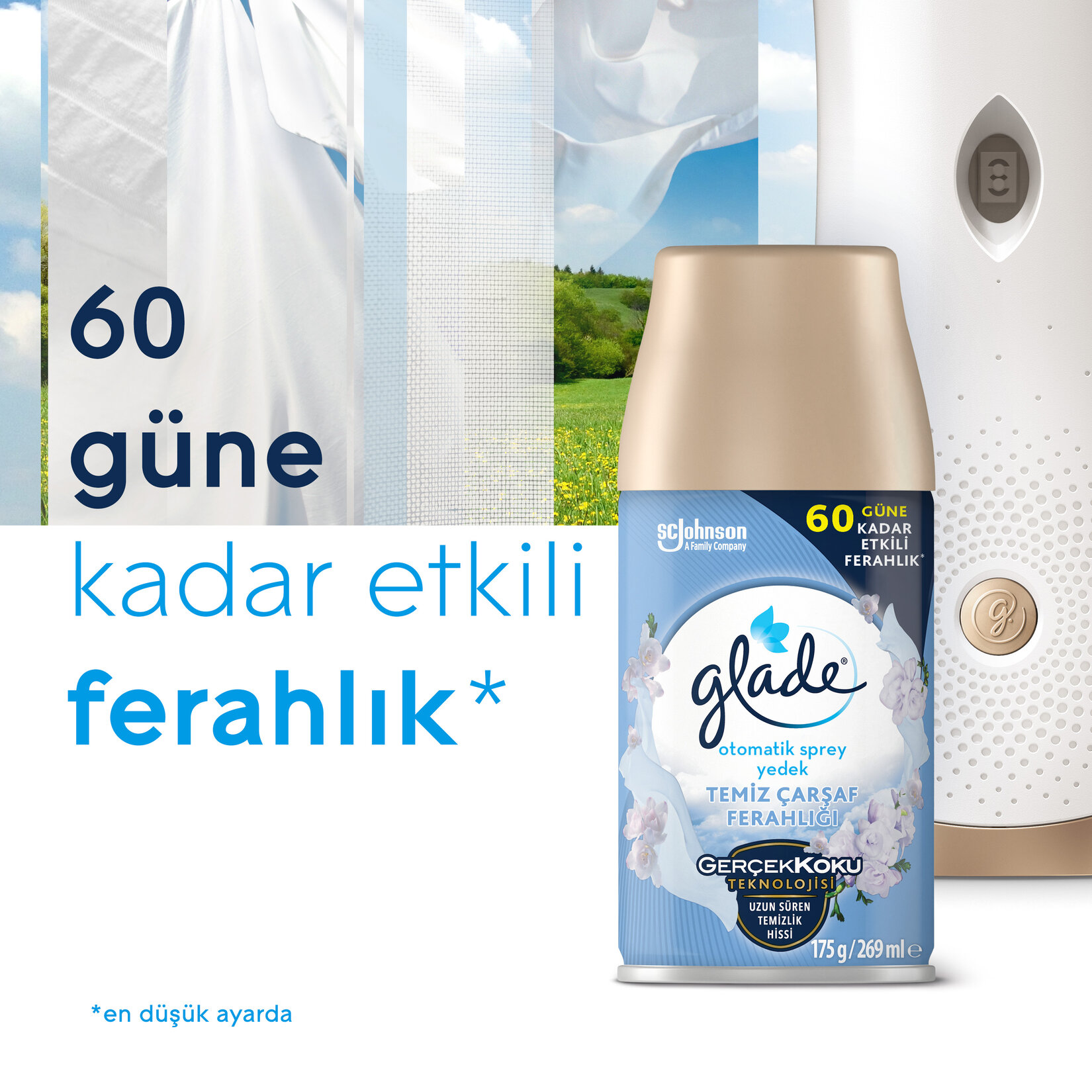 Glade Otomatik Sprey 2'li Yedek Temiz Çarşaf Ferahlığı 269ml - Görsel 3