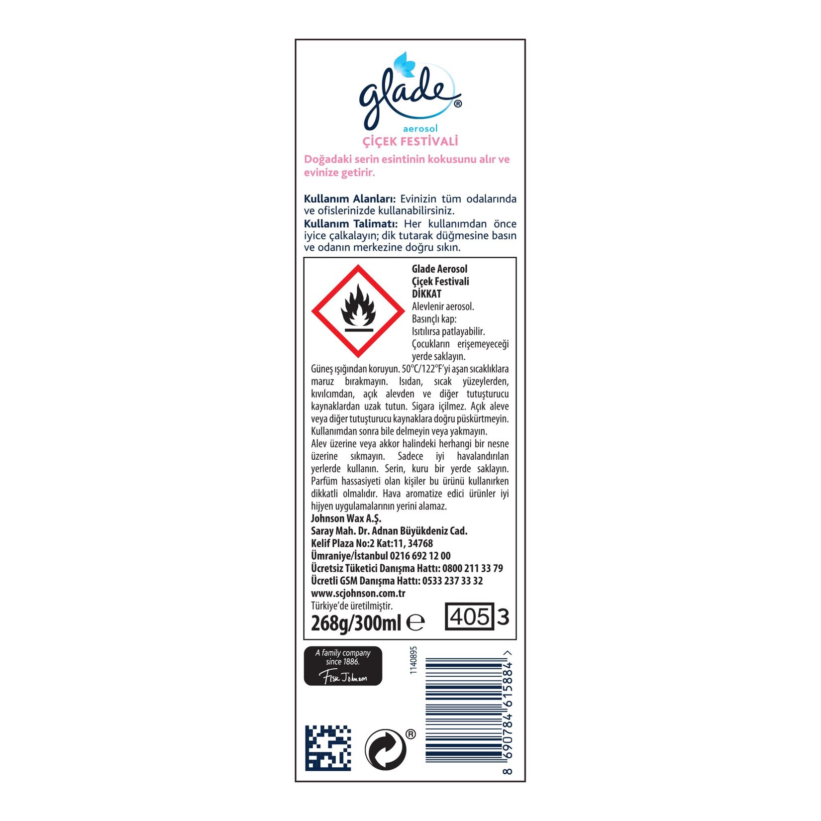 Glade Aerosol Oda Kokusu Çiçek Festivali 300ml - Görsel 2