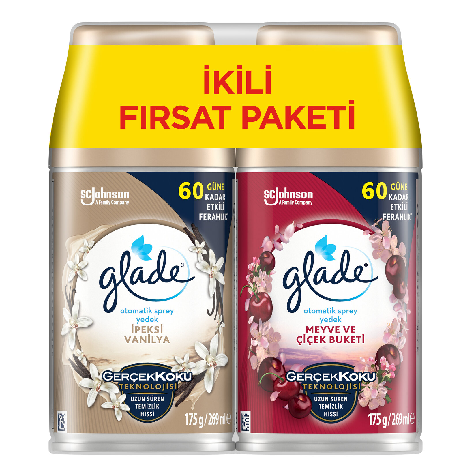 Glade Otomatik Sprey Yedek 2'li Vanilya+Meyve Çiçek 2x269 ml - Görsel 1