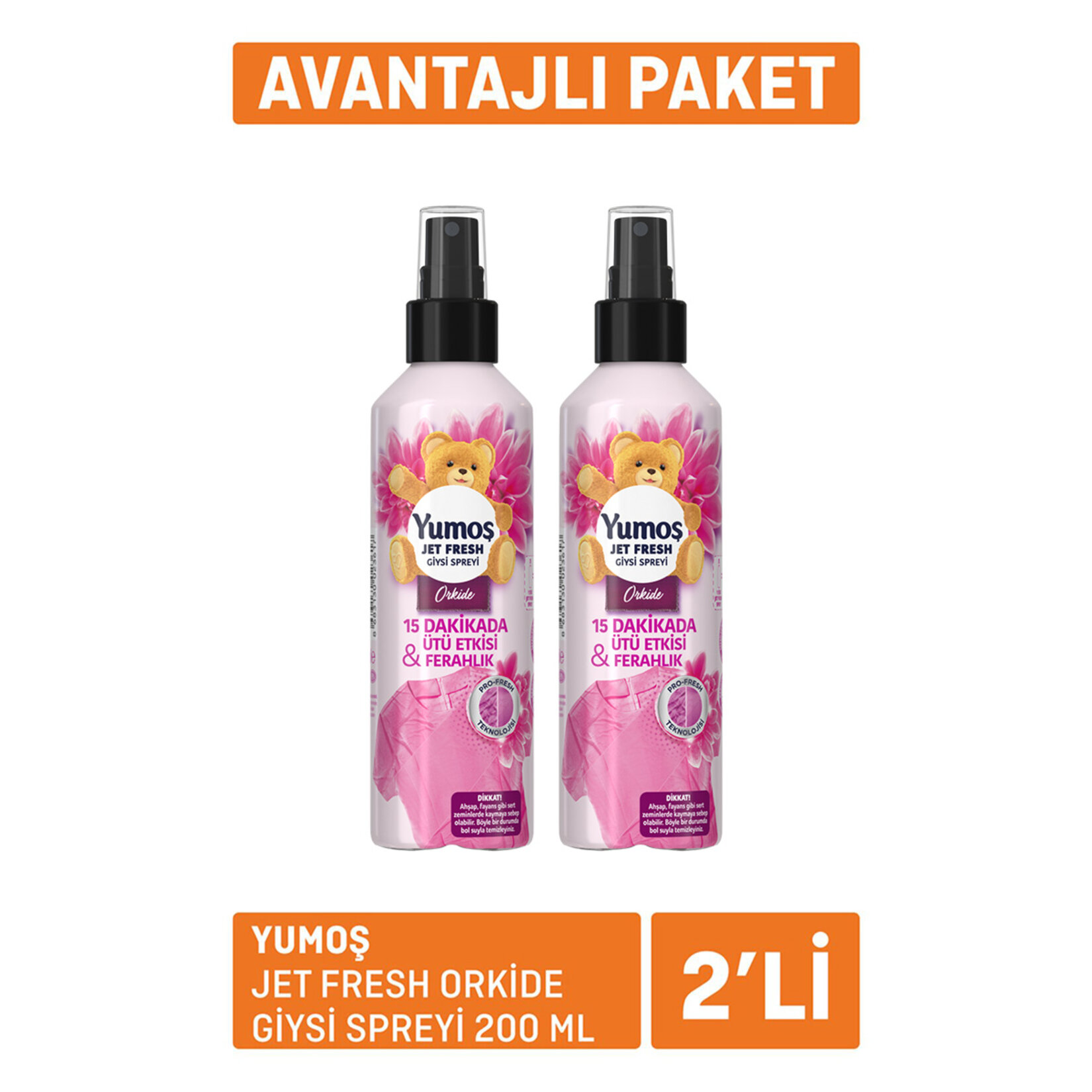 Yumoş Jet Fresh Orkide Giysi Spreyi 2X200 Ml - Görsel 1