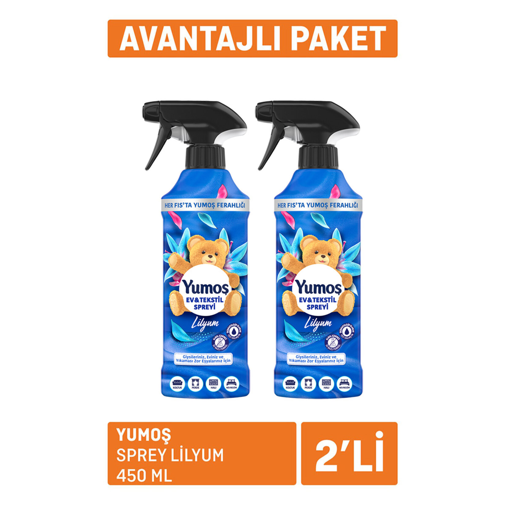 Yumoş Sprey Lilyum 2 X 450 Ml - Görsel 1