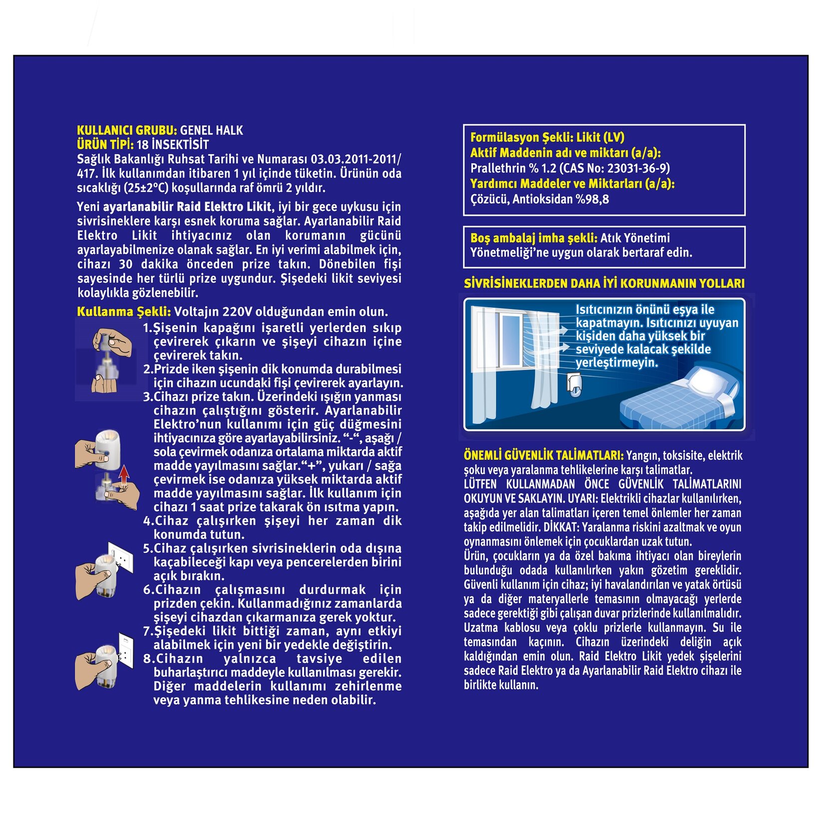 Raid Ayarlanabilir Elektro Likit 30 Gece (Sivrisinek) - Görsel 2