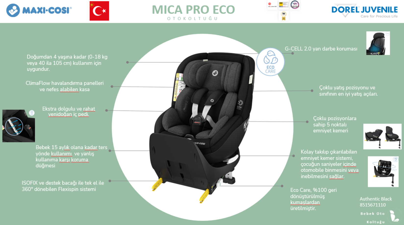 Maxi-Cosi Mica Pro 0-18 Kg Bebek Oto Koltuğu Black - Görsel 2