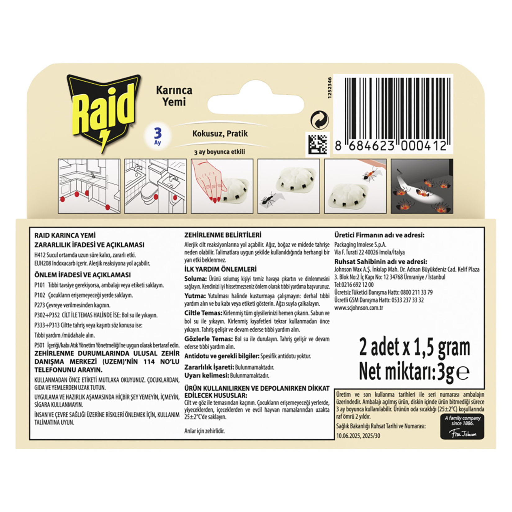 Raid Hamam Böceği Yemi 6 x 2.5 G - Görsel 2