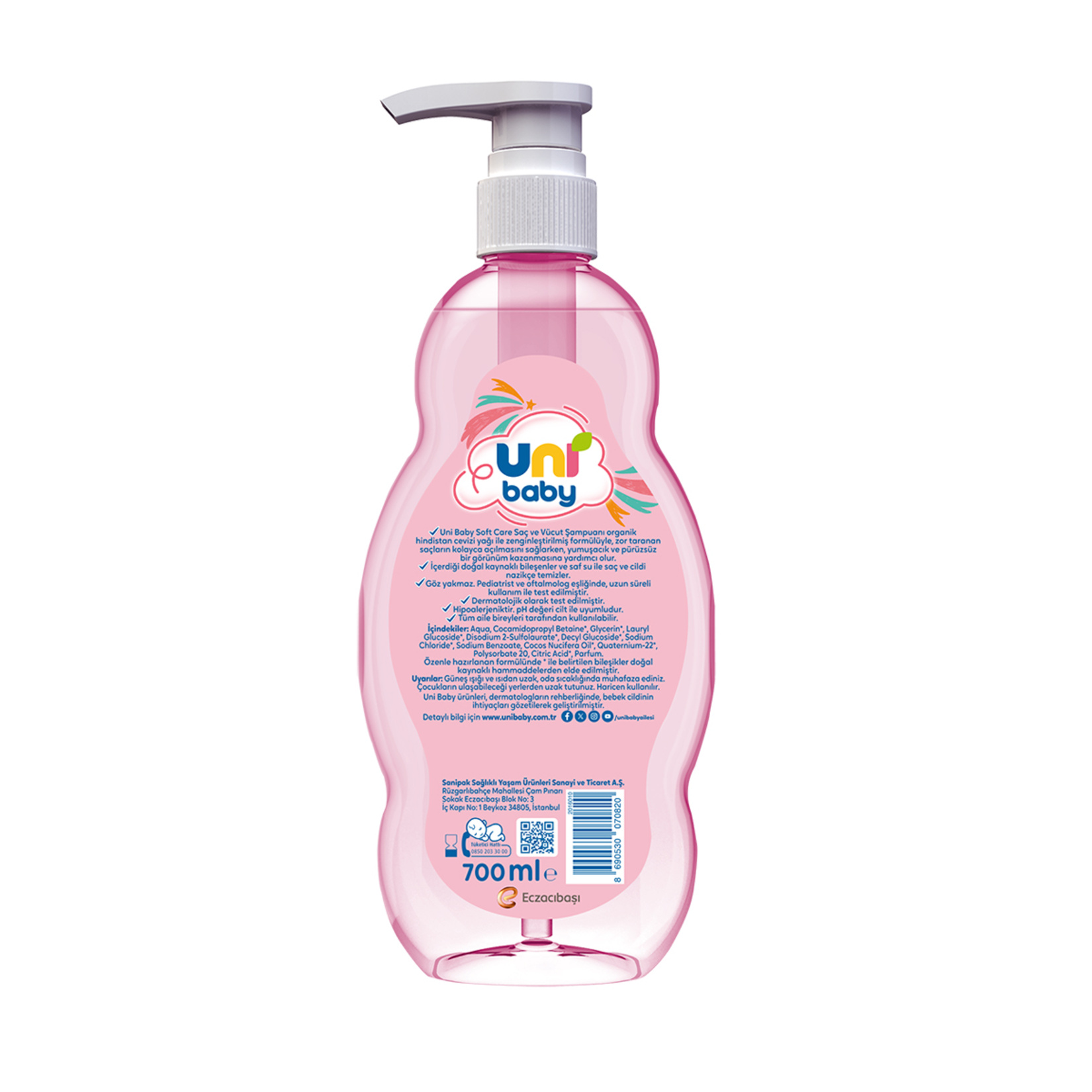 Uni Baby Kolay Tarama Saç ve Vücut Şampuanı 700 Ml - Görsel 2