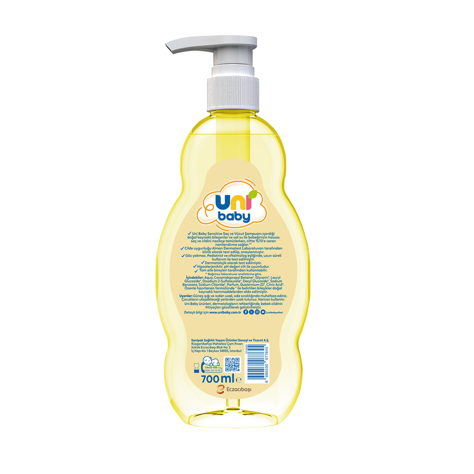 Uni Baby Sensitive Saç ve Vücut Şampuanı 700 Ml - Görsel 2