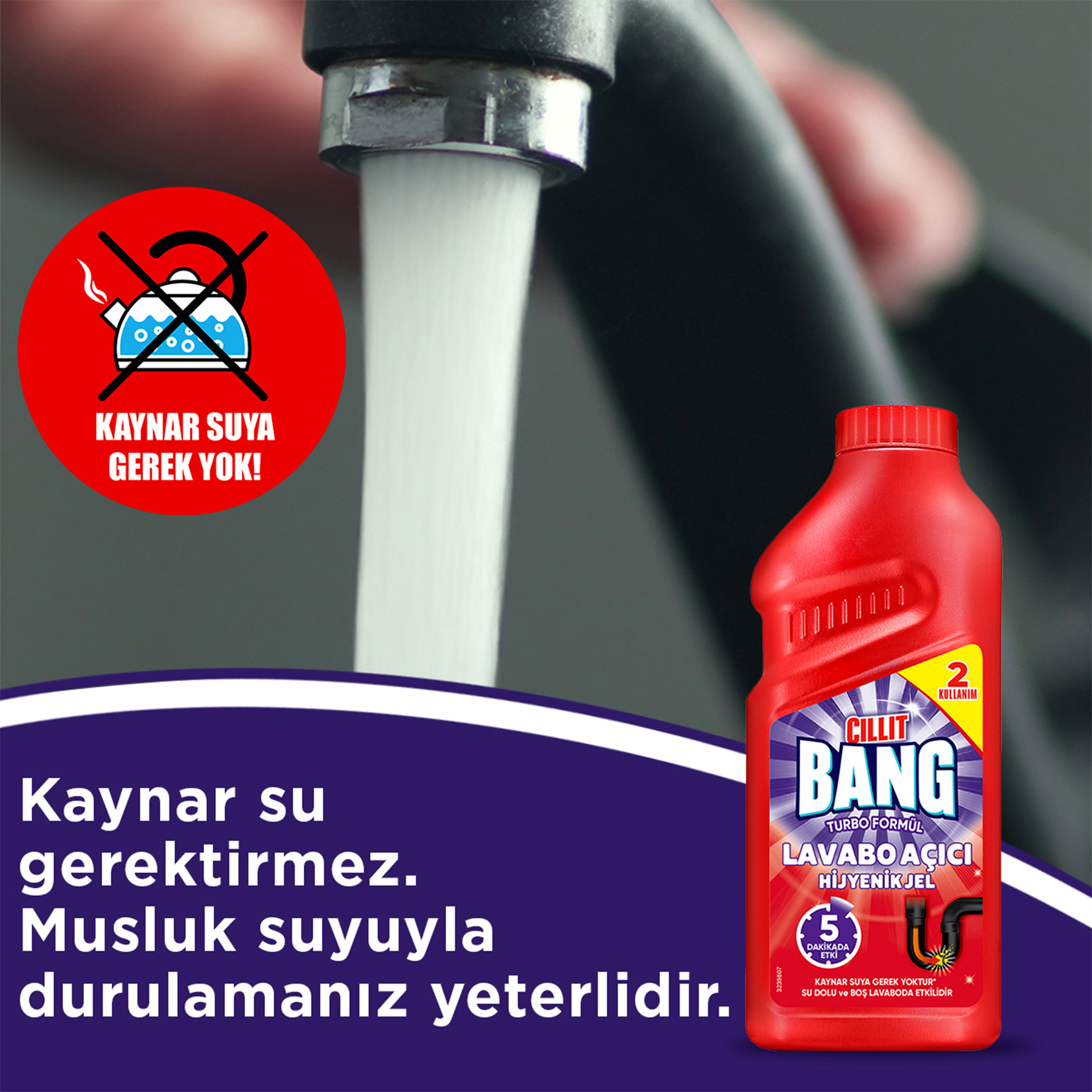 Cillit Bang Hijyenik Jel Lavabo Açıcı Duo 500 Ml - Görsel 3