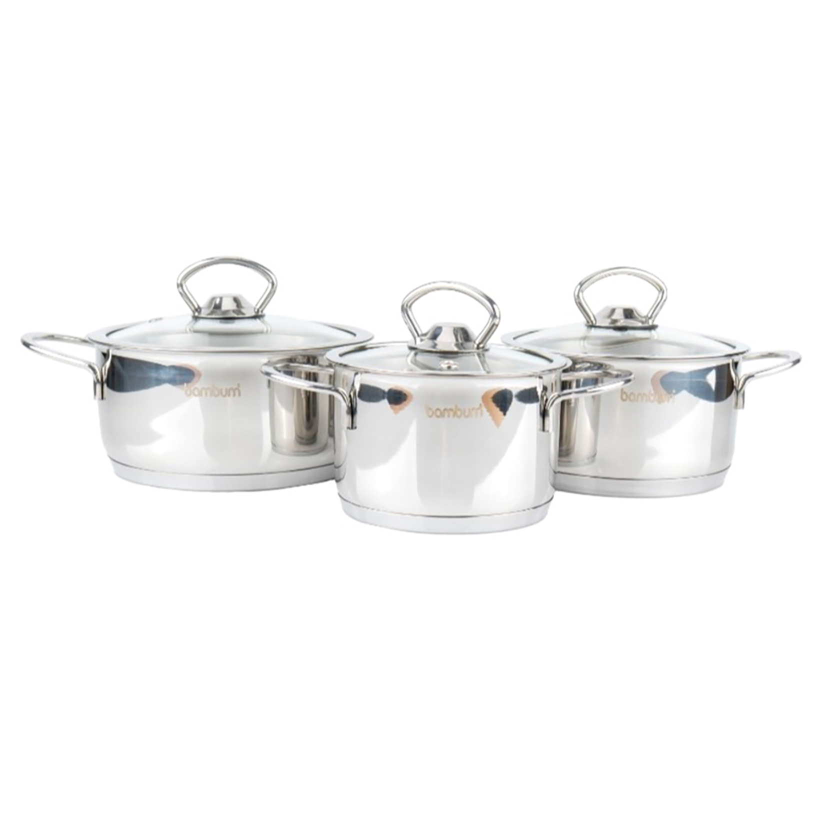 Bambum Rose Çelik Mini Tencere Seti 3'lü - Görsel 1