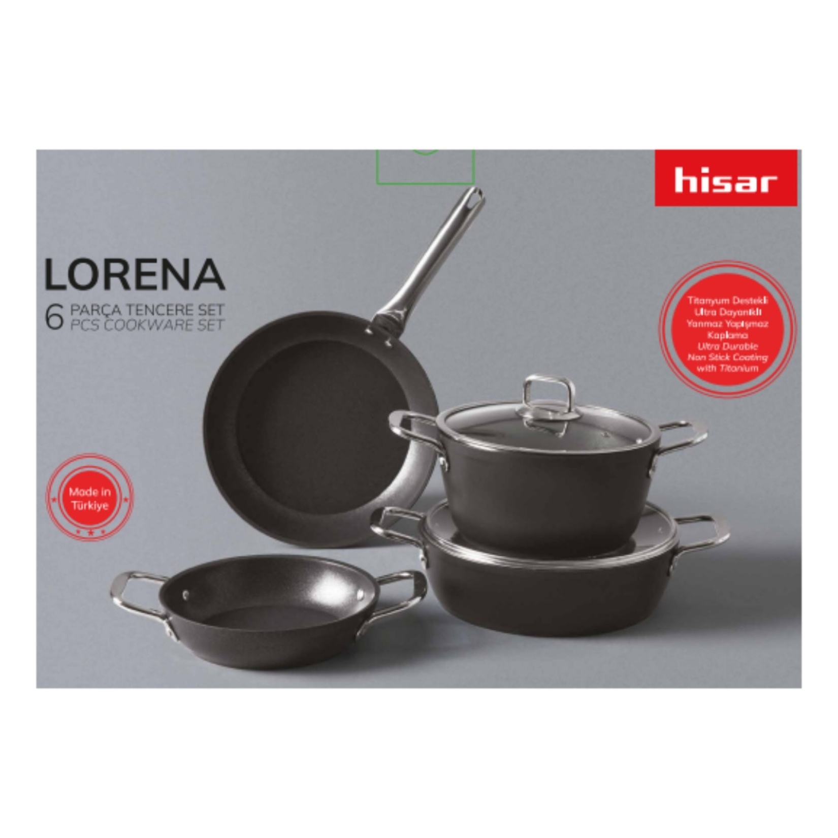 Hisar Lorena 6 Parça Titanyum Tencere Seti