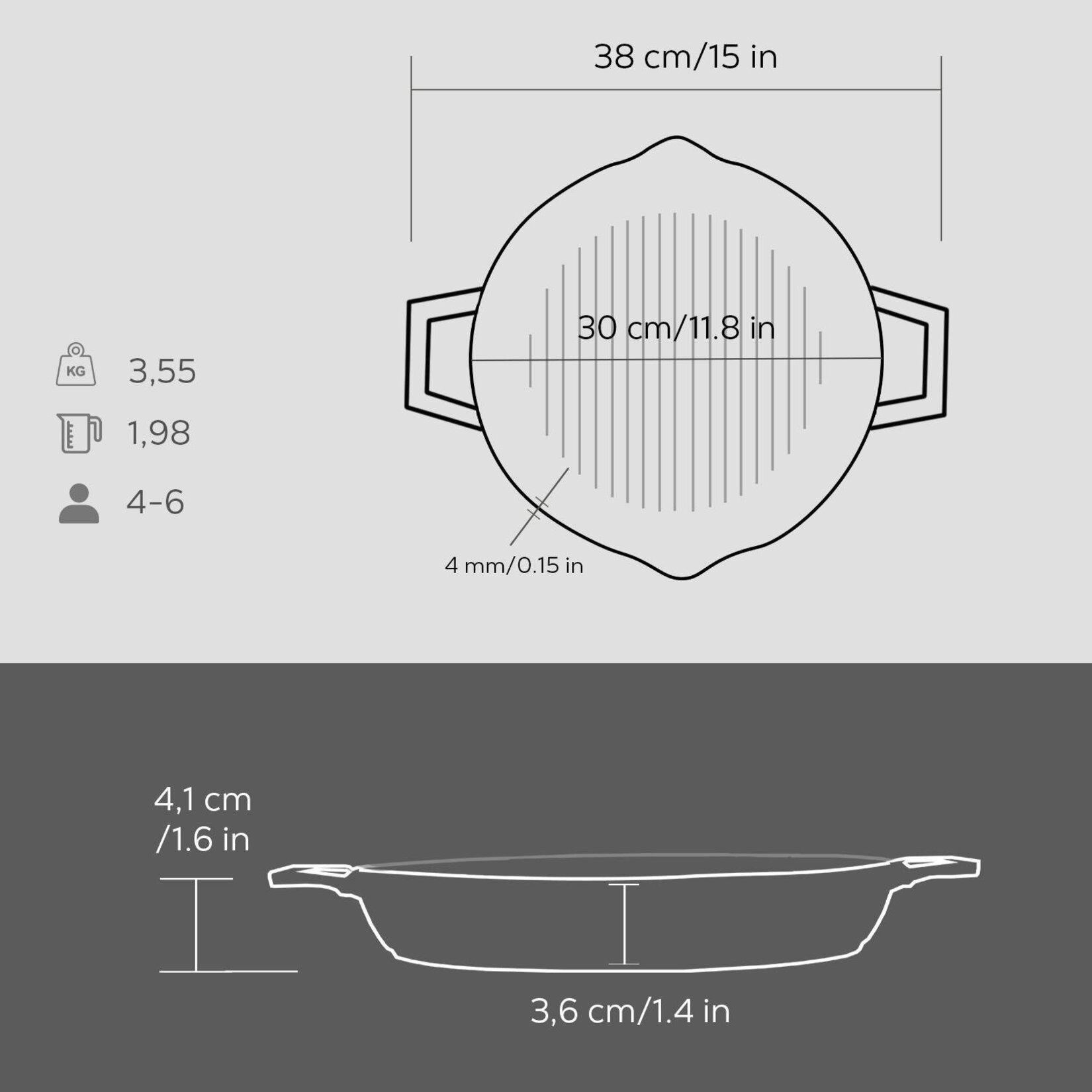 Lava Izgara Döküm Tava Yuvarlak 30 Cm - Görsel 4
